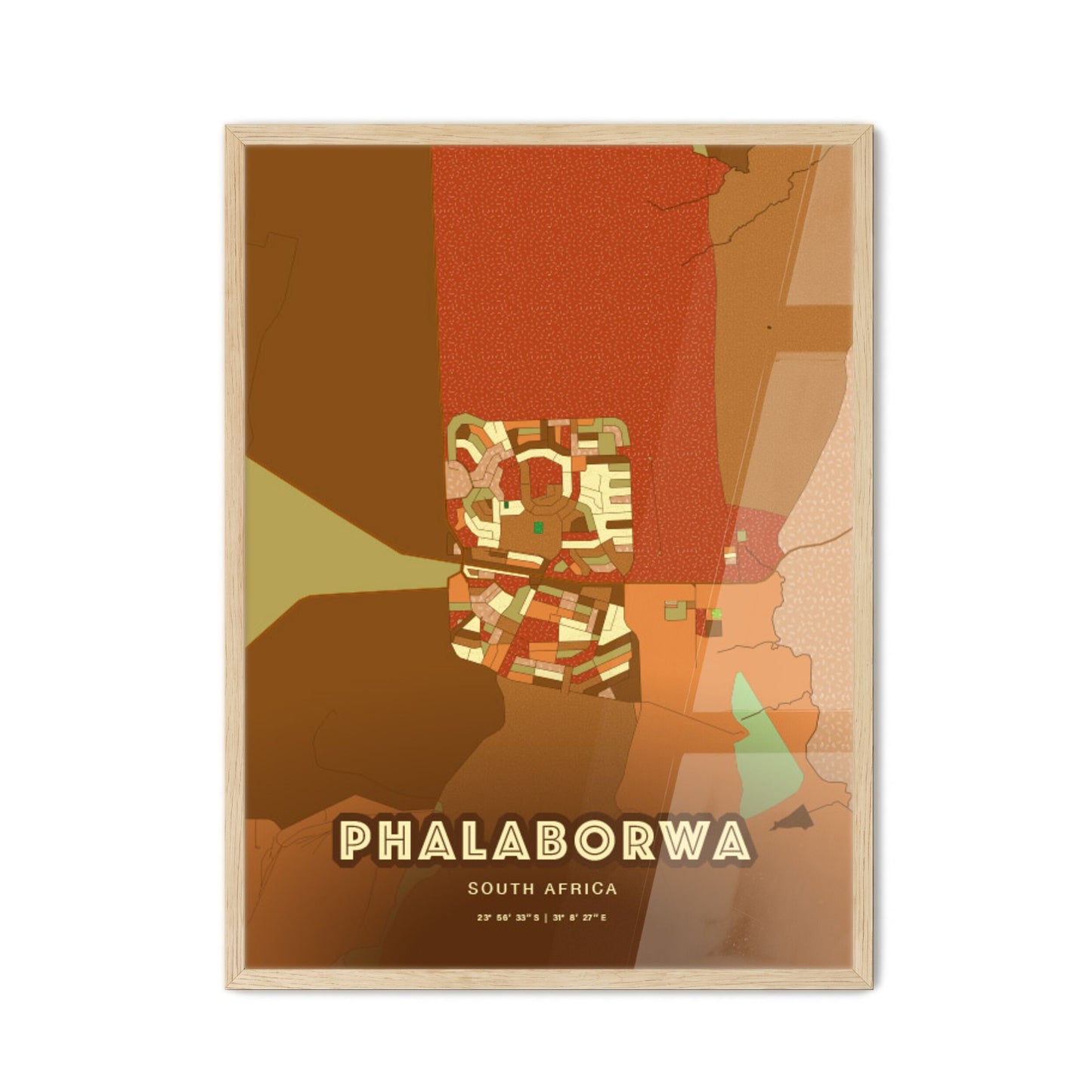 Colorful PHALABORWA SOUTH AFRICA Fine Art Map Farmhouse