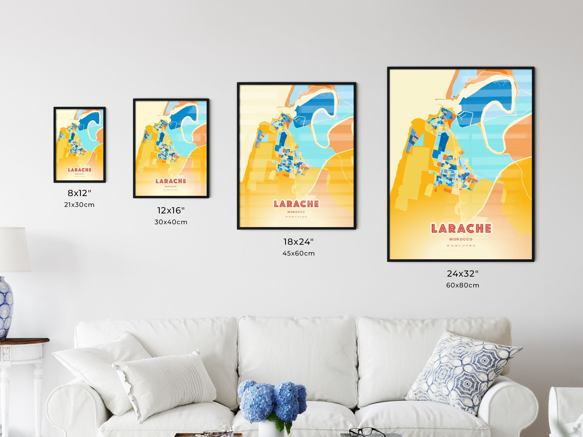 Colorful LARACHE MOROCCO Fine Art Map