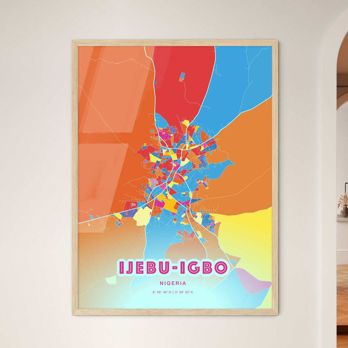 Colorful IJEBU-IGBO NIGERIA Fine Art Map Crazy Colors