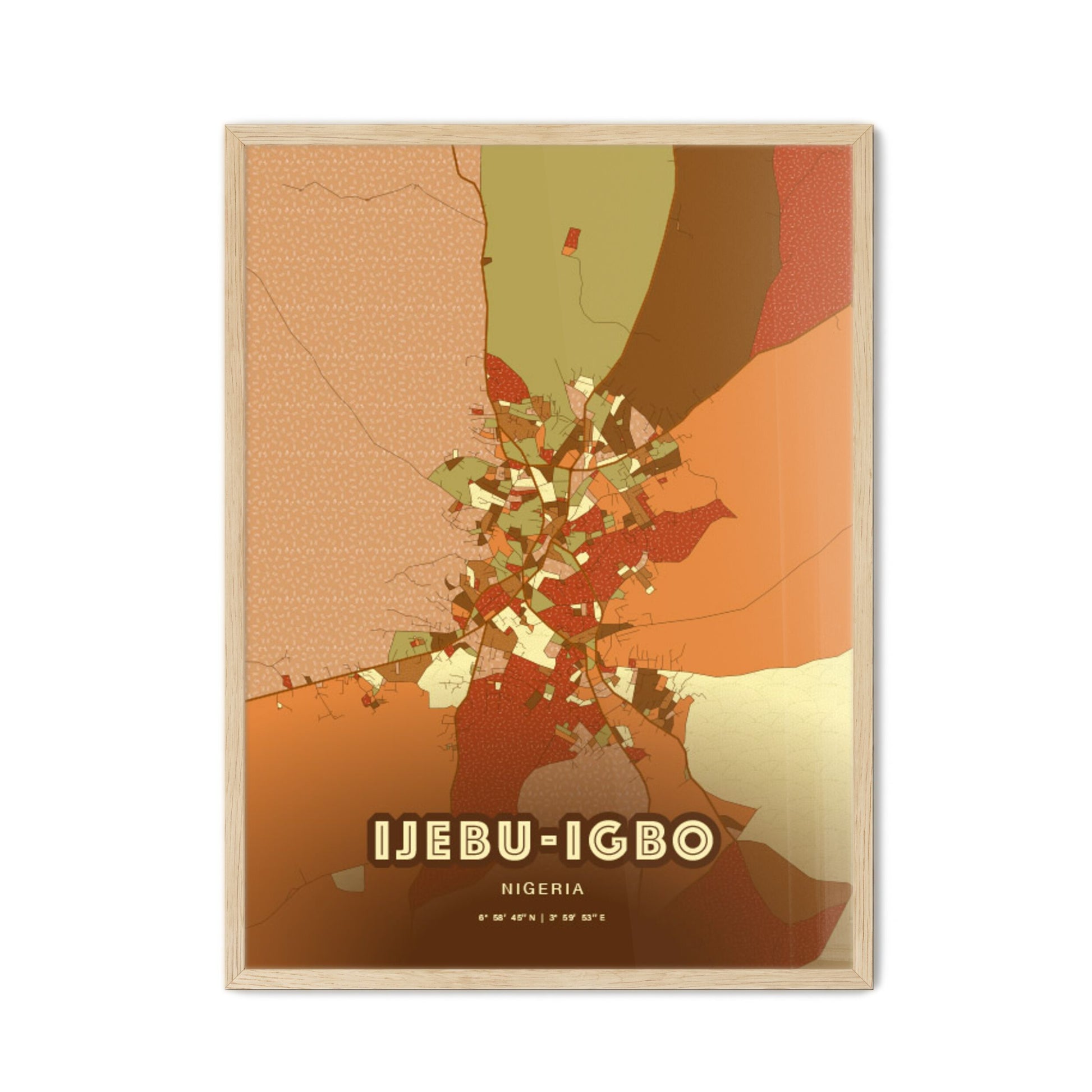 Colorful IJEBU-IGBO NIGERIA Fine Art Map Farmhouse