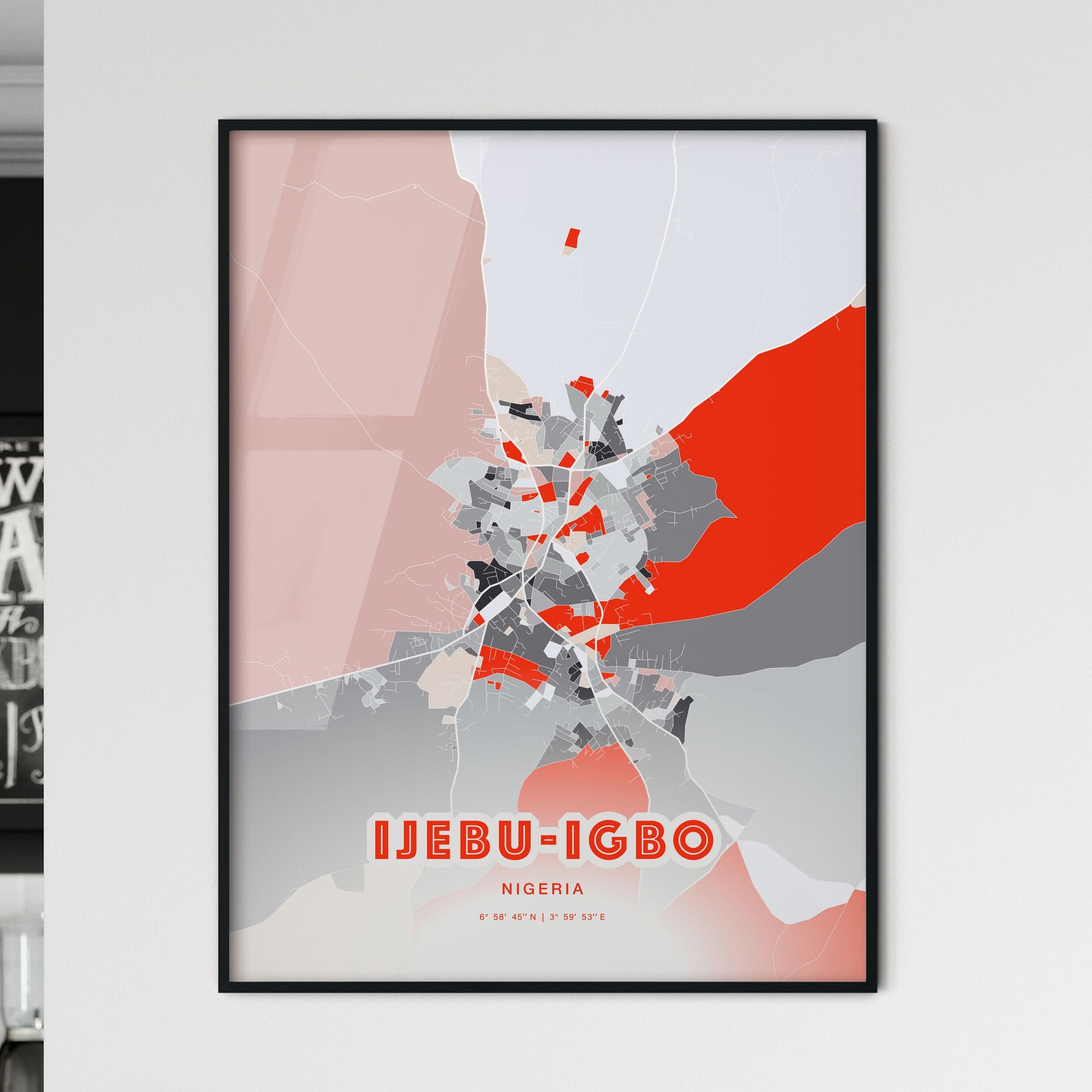 Colorful IJEBU-IGBO NIGERIA Fine Art Map Modern