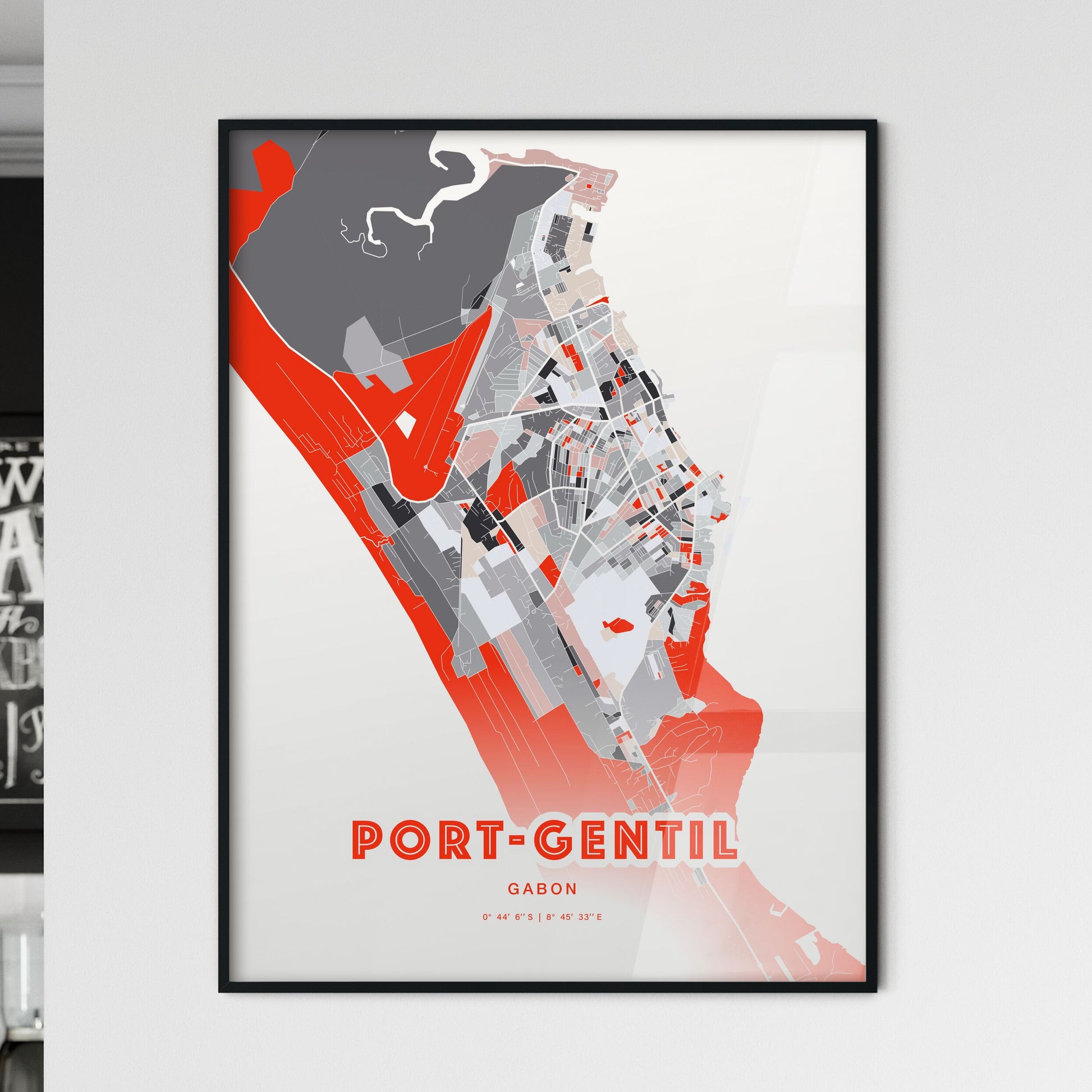 Colorful PORT-GENTIL GABON Fine Art Map Modern