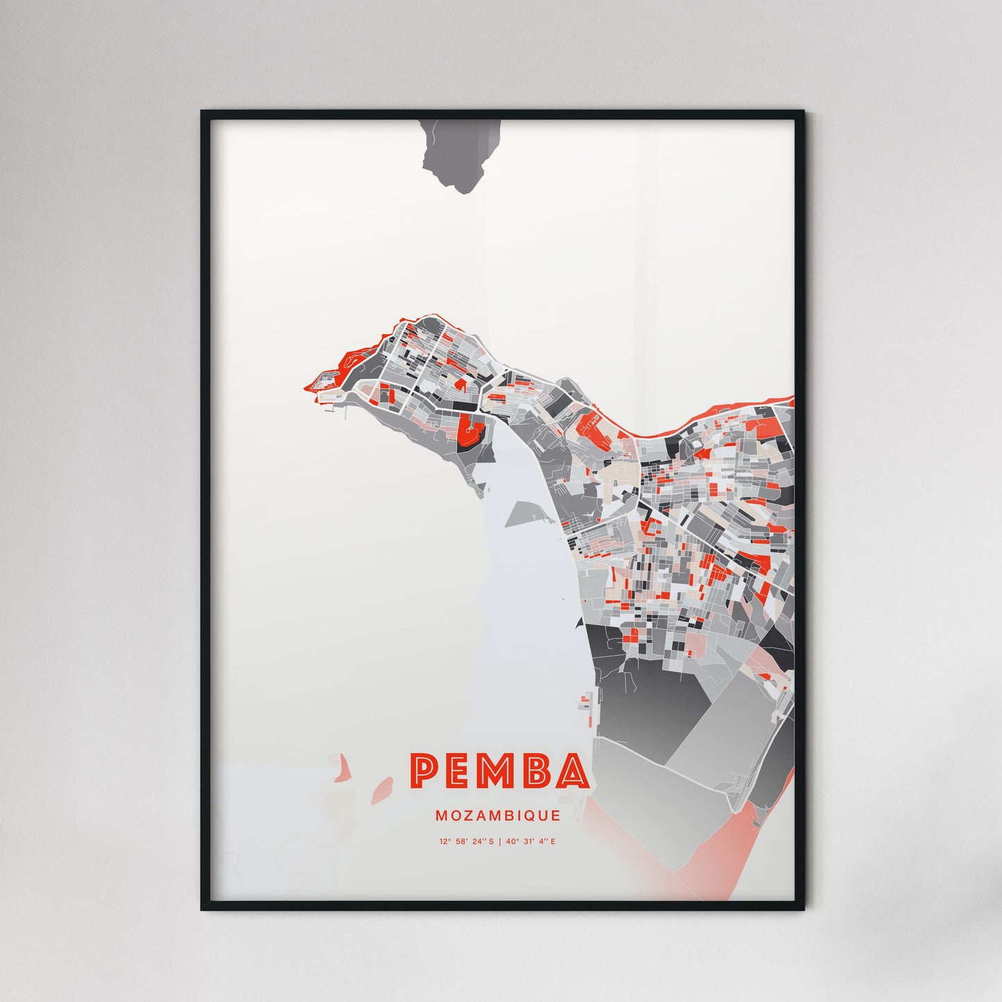 Colorful PEMBA MOZAMBIQUE Fine Art Map Modern