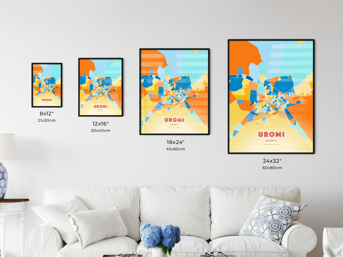 Colorful UROMI NIGERIA Fine Art Map