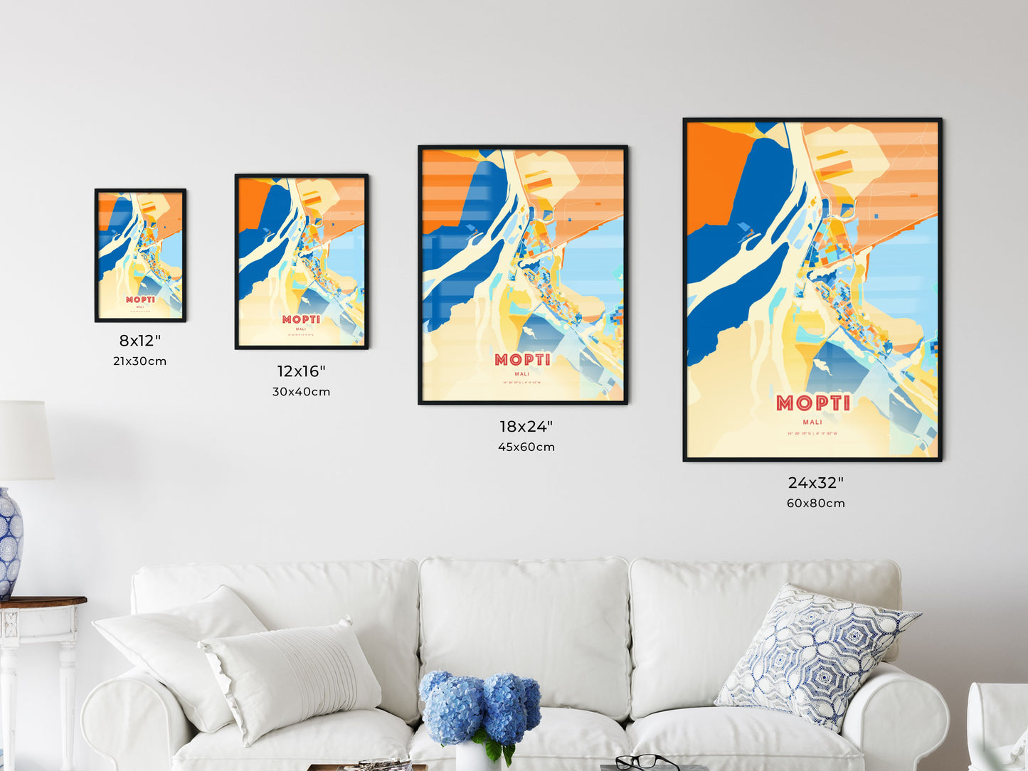 Colorful MOPTI MALI Fine Art Map