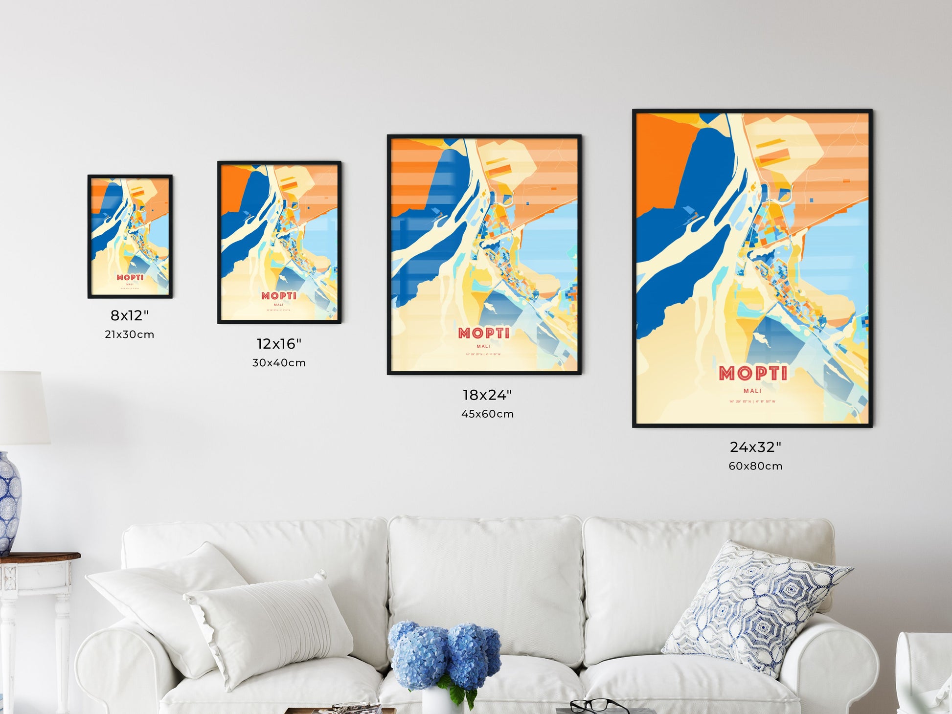 Colorful MOPTI MALI Fine Art Map