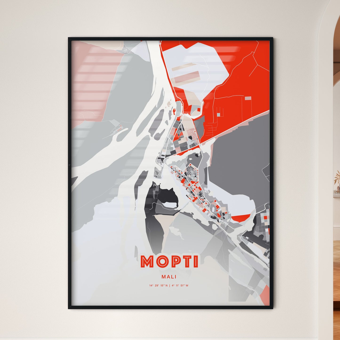 Colorful MOPTI MALI Fine Art Map Modern