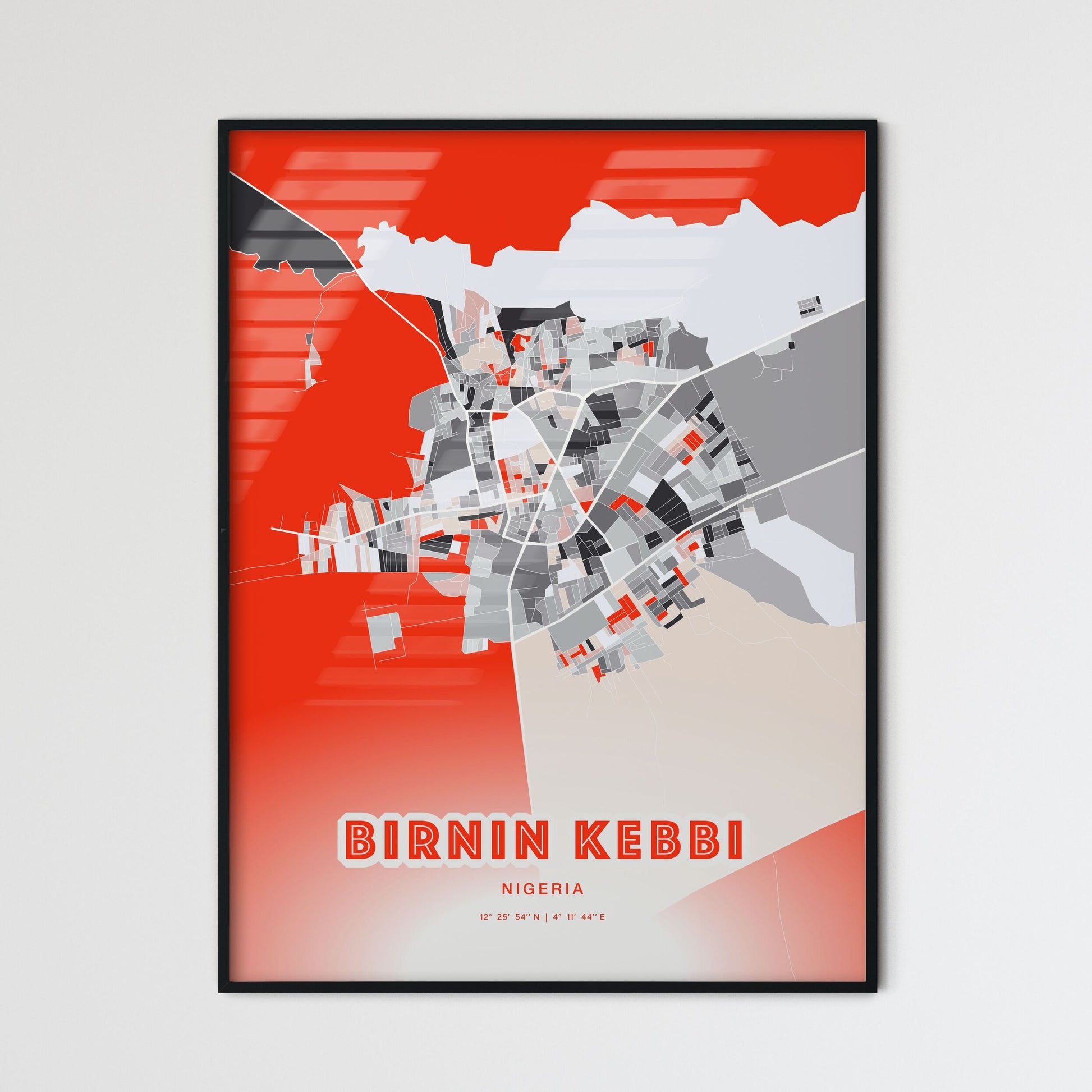 Colorful BIRNIN KEBBI NIGERIA Fine Art Map Modern