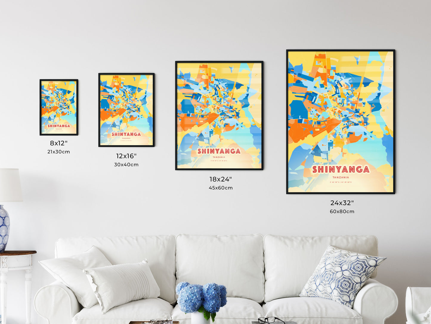 Colorful SHINYANGA TANZANIA Fine Art Map