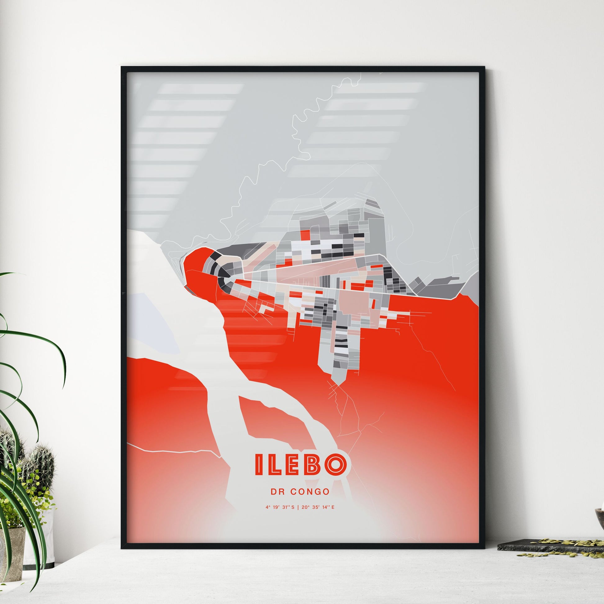 Colorful ILEBO DR CONGO Fine Art Map Modern