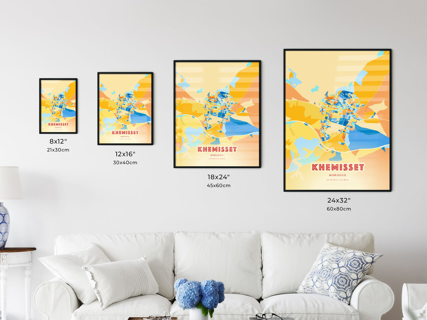 Colorful KHEMISSET MOROCCO Fine Art Map