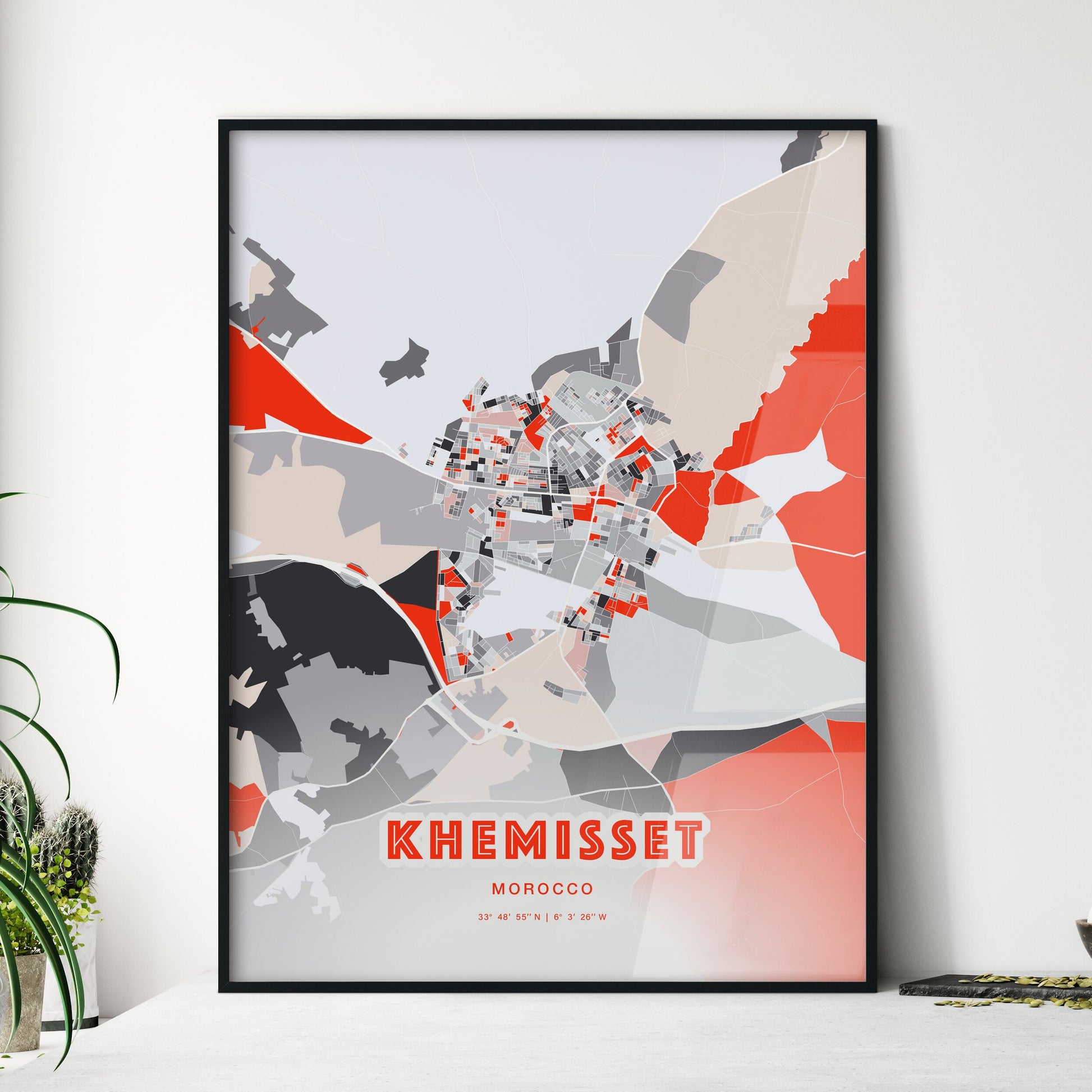 Colorful KHEMISSET MOROCCO Fine Art Map Modern