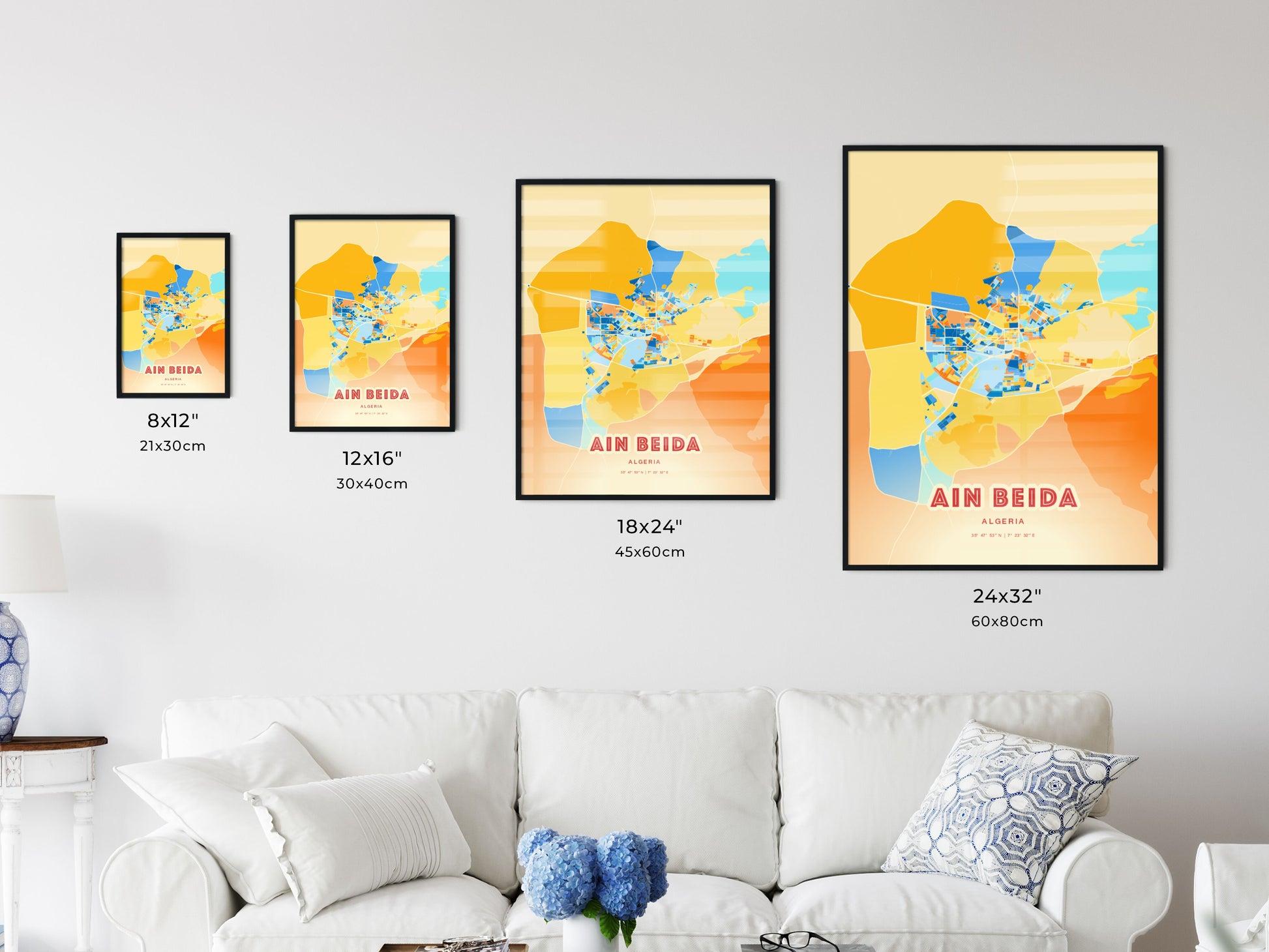 Colorful AIN BEIDA ALGERIA Fine Art Map