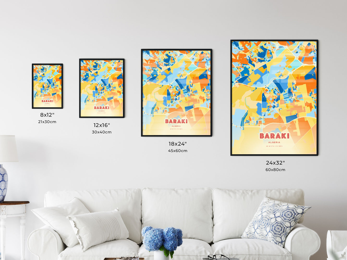 Colorful BARAKI ALGERIA Fine Art Map