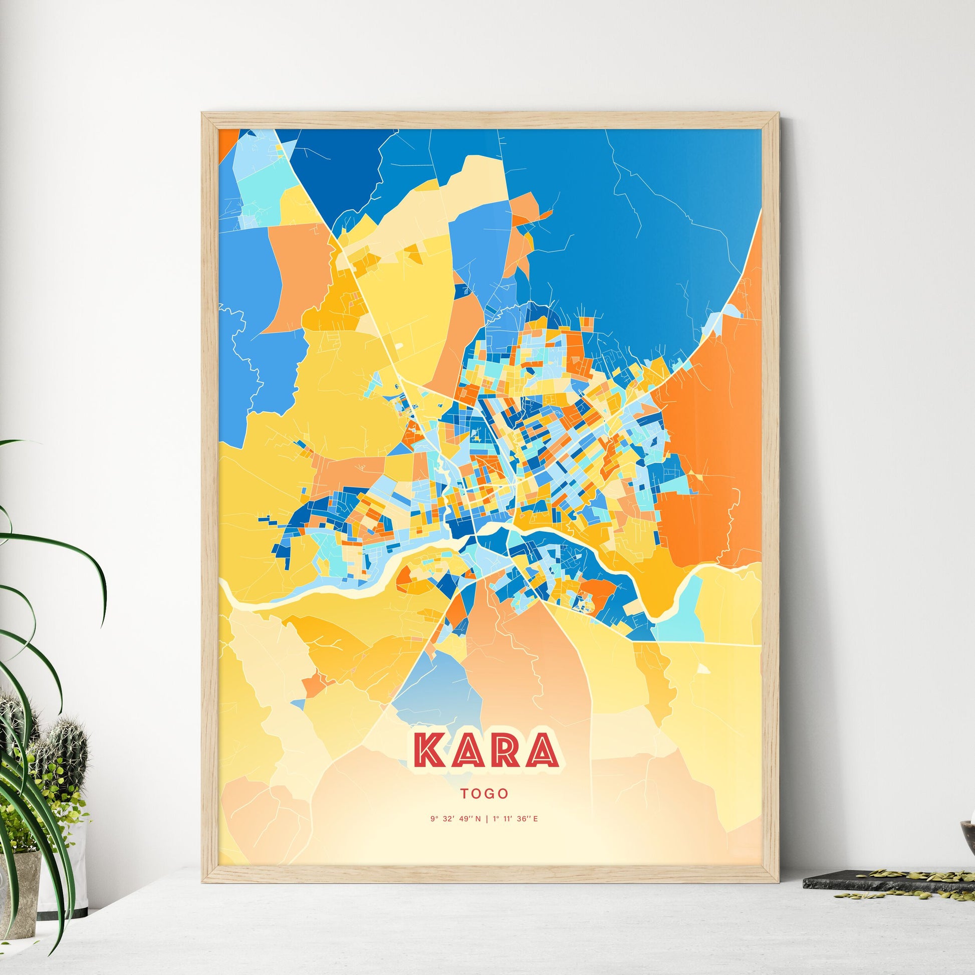 Colorful KARA TOGO Fine Art Map Blue Orange