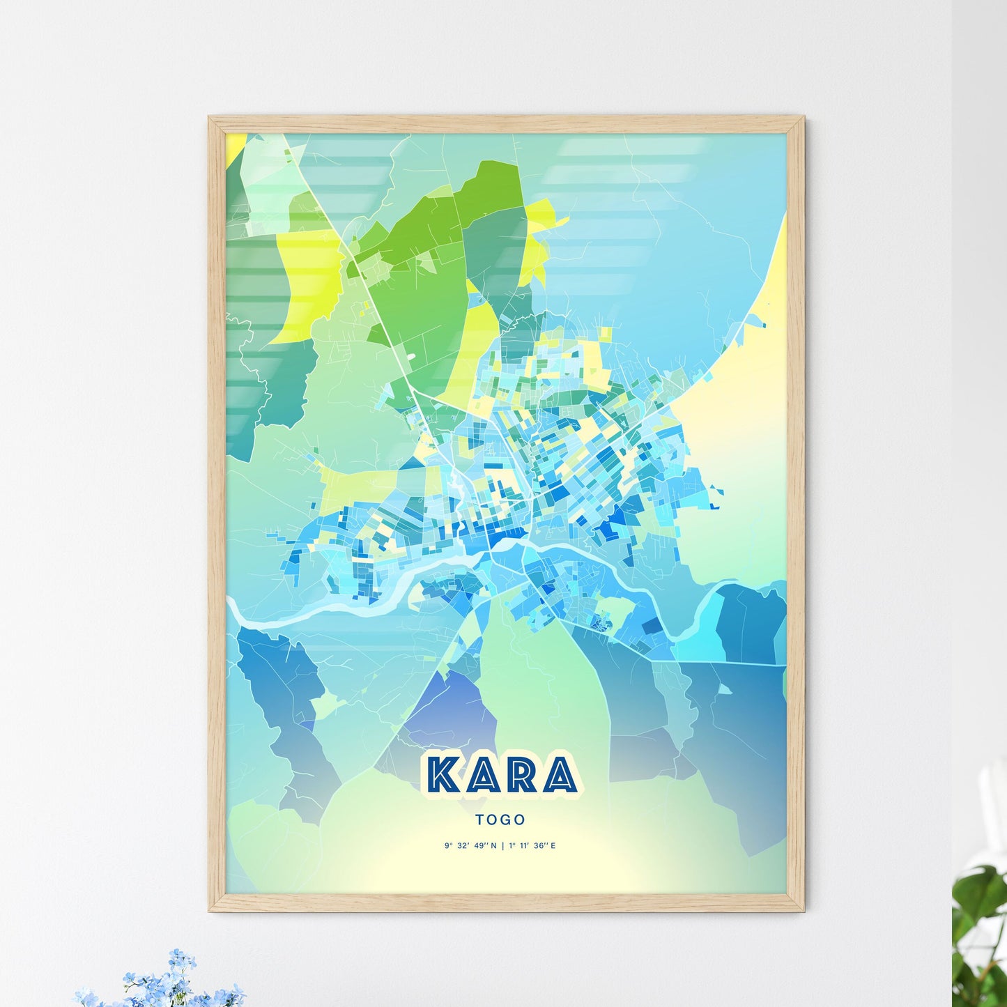 Colorful KARA TOGO Fine Art Map Cool Blue