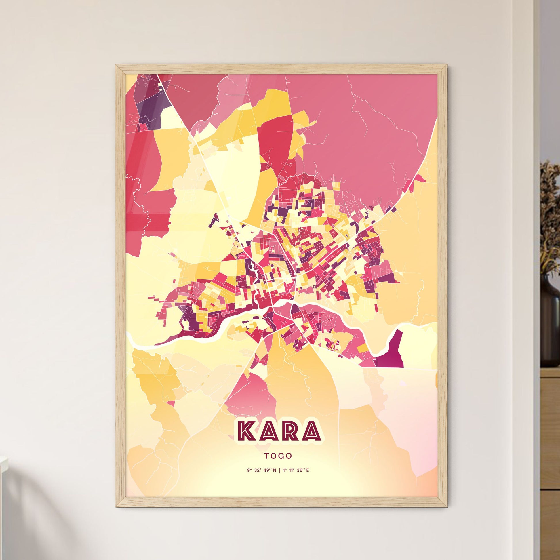 Colorful KARA TOGO Fine Art Map Hot Red