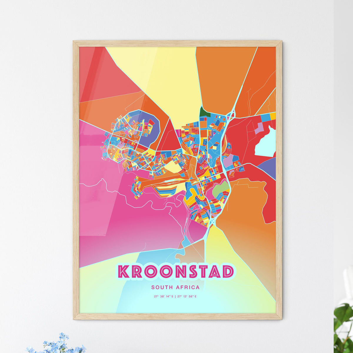 Colorful KROONSTAD SOUTH AFRICA Fine Art Map Crazy Colors