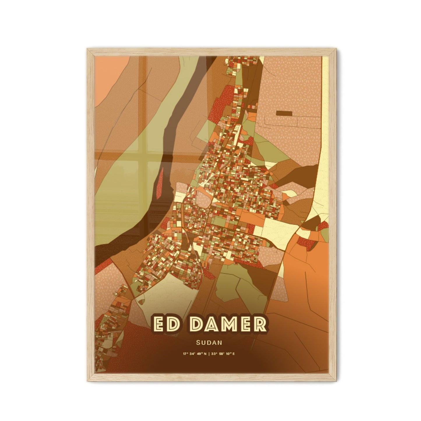 Colorful ED DAMER SUDAN Fine Art Map Farmhouse