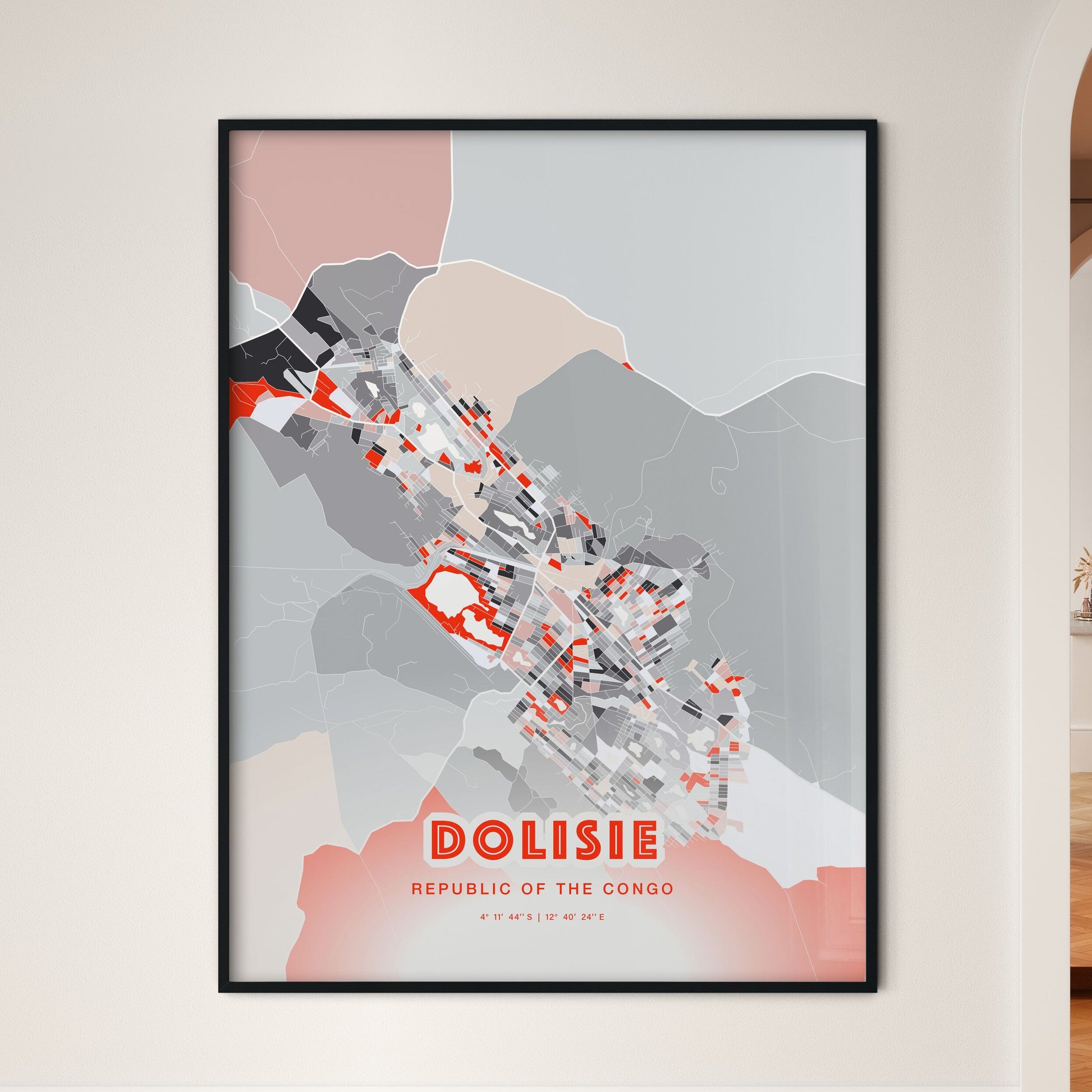 Colorful DOLISIE REPUBLIC OF THE CONGO Fine Art Map Modern