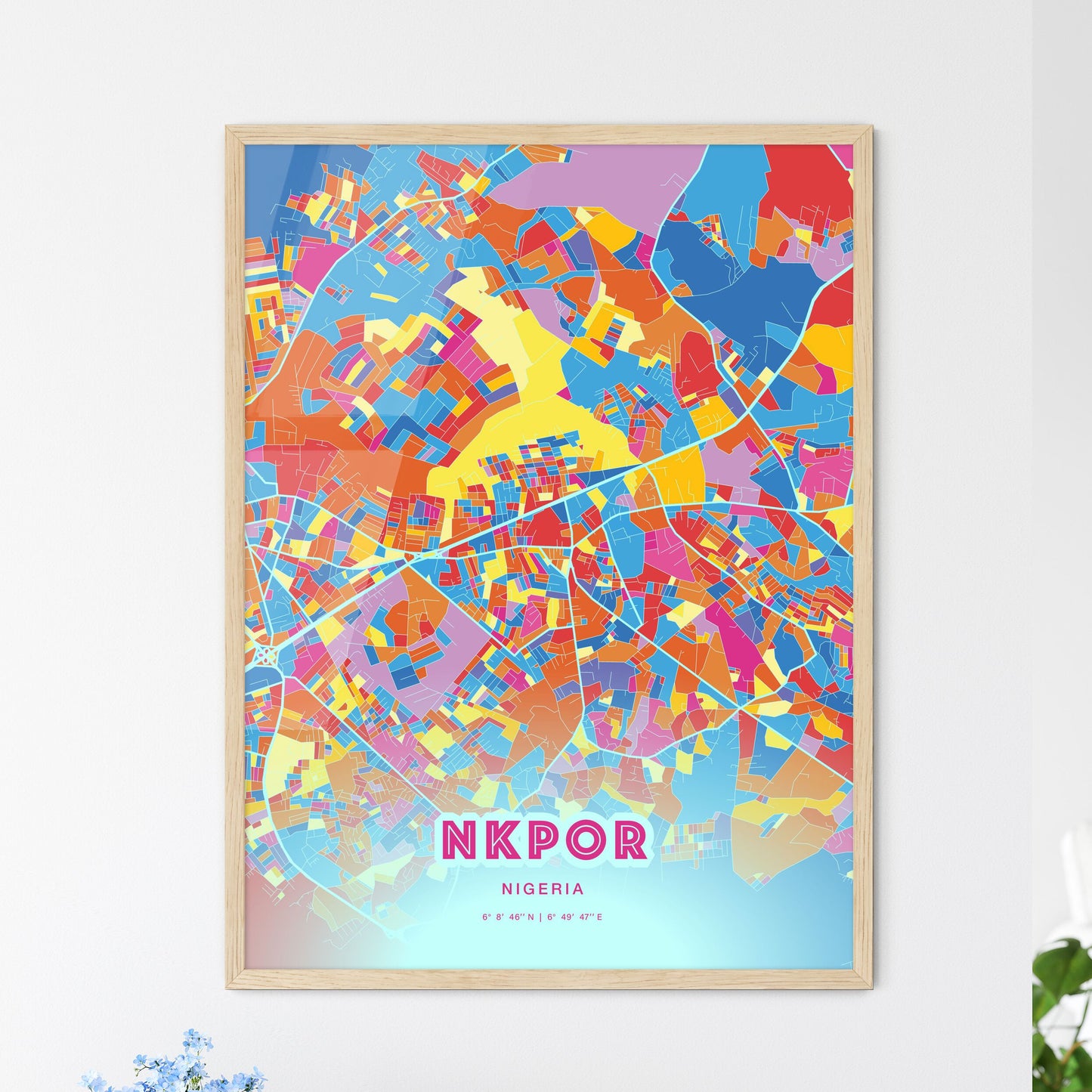 Colorful NKPOR NIGERIA Fine Art Map Crazy Colors