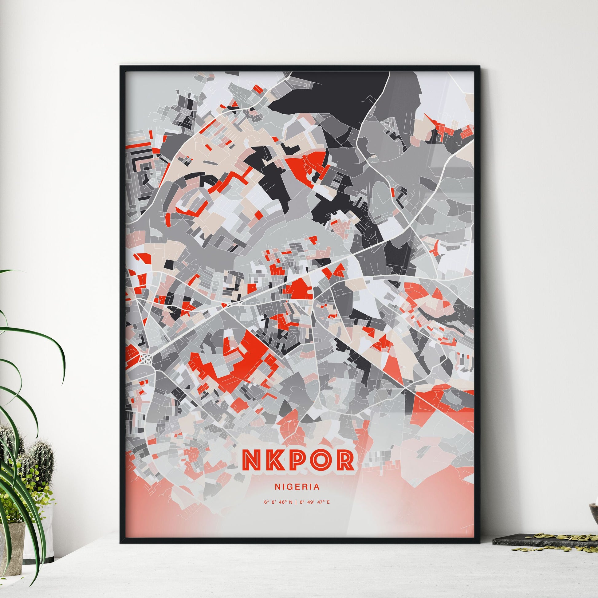 Colorful NKPOR NIGERIA Fine Art Map Modern