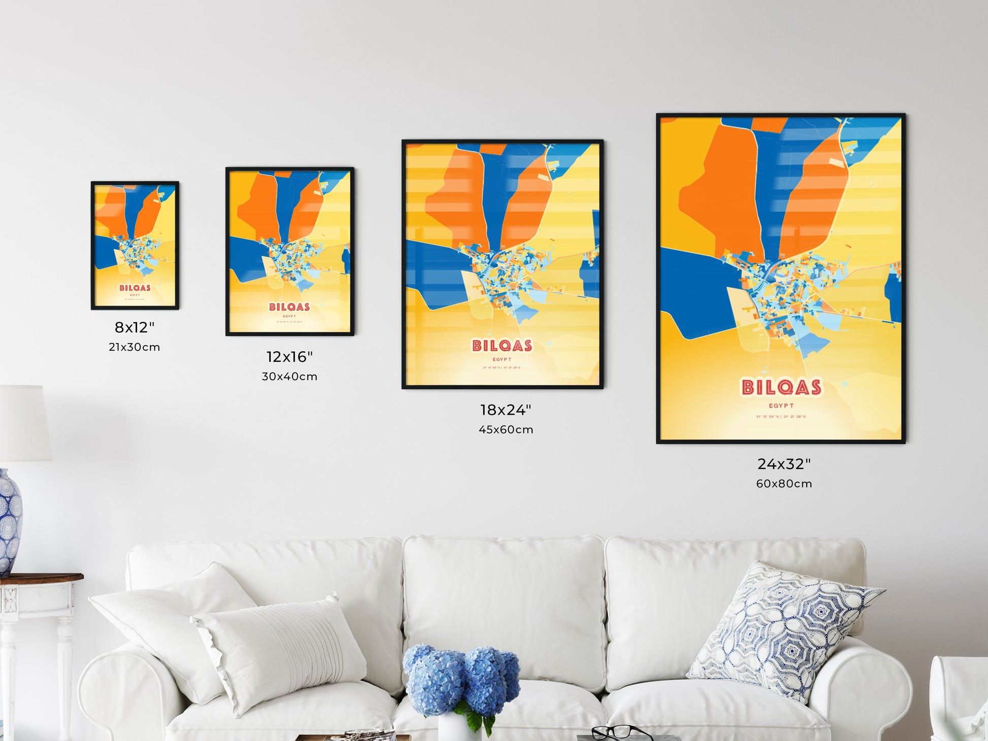 Colorful BILQAS EGYPT Fine Art Map