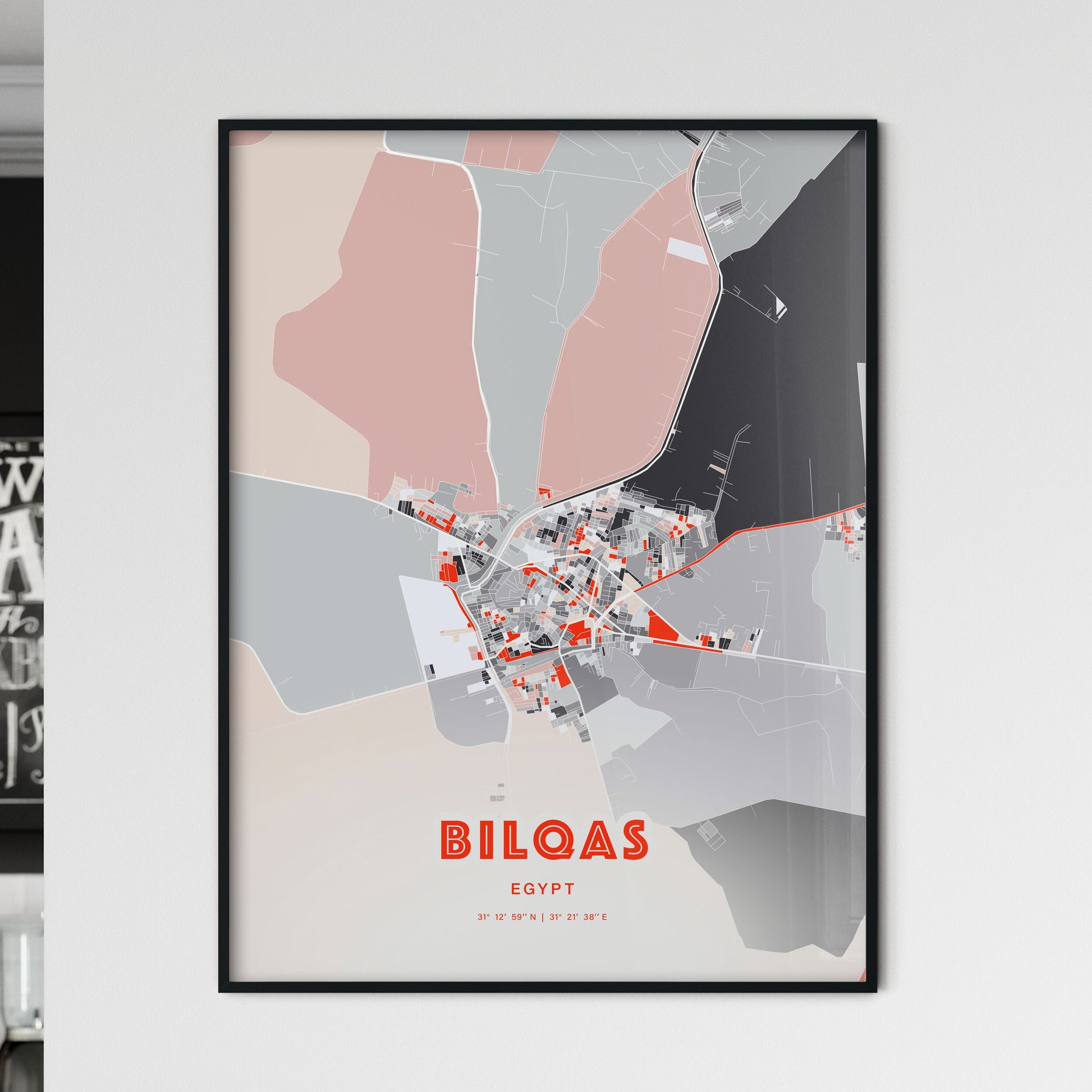 Colorful BILQAS EGYPT Fine Art Map Modern