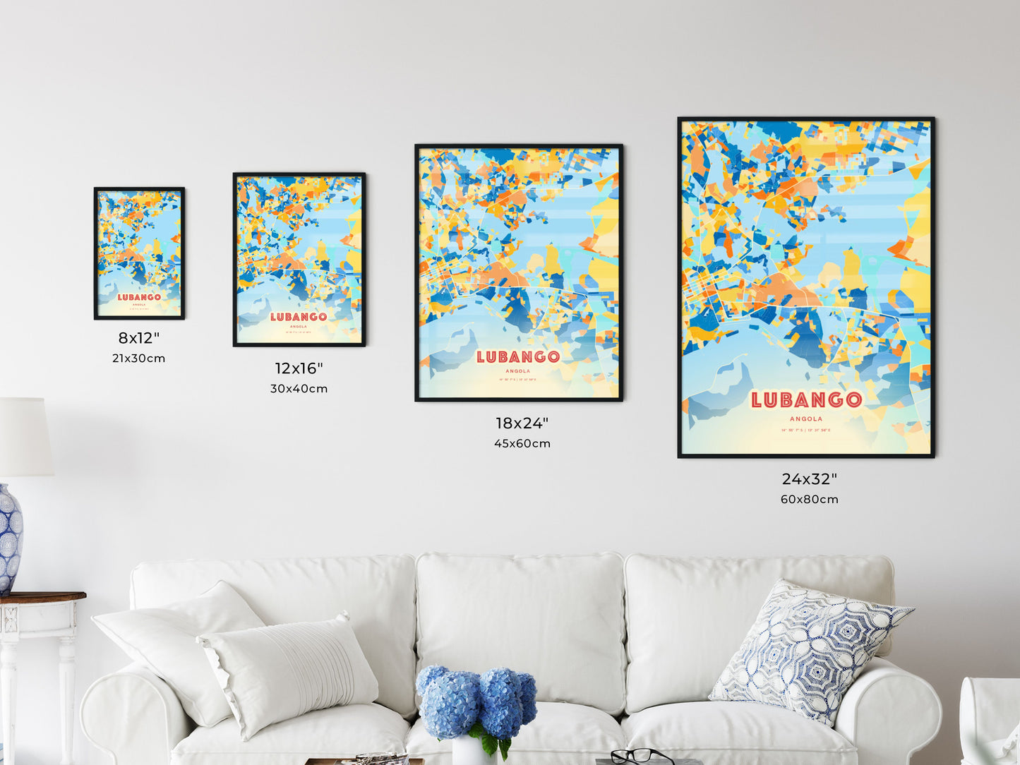 Colorful LUBANGO ANGOLA Fine Art Map