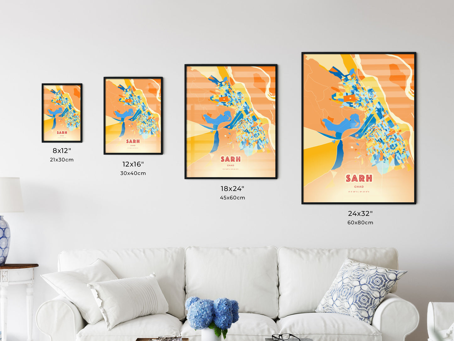 Colorful SARH CHAD Fine Art Map