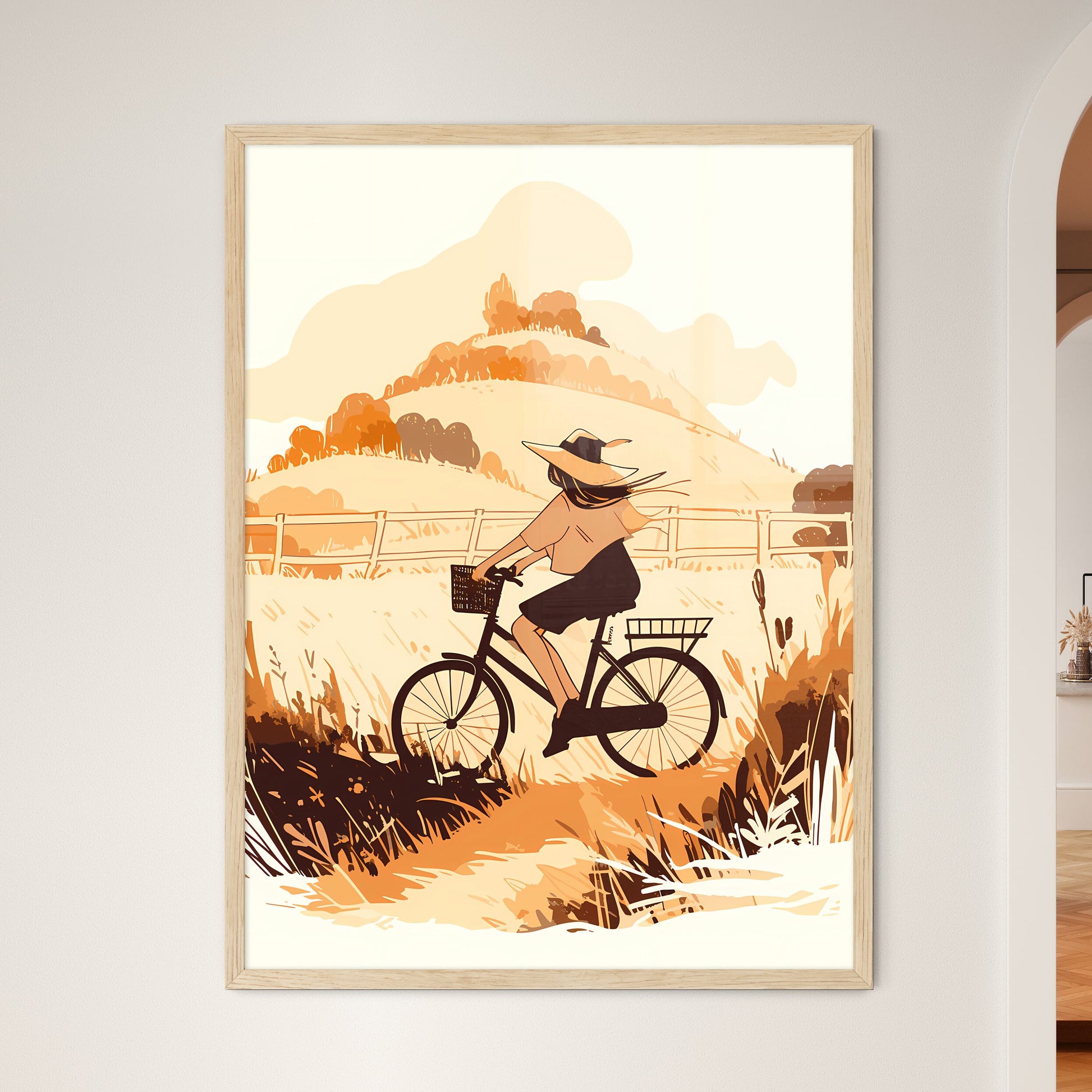 Woman Riding A Bicycle Art Print Default Title