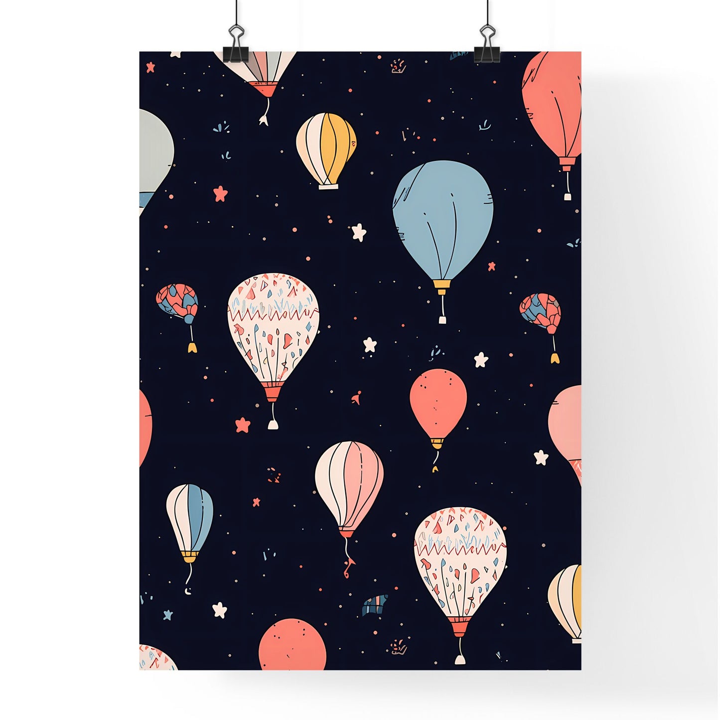 Pattern Of Hot Air Balloons Art Print Default Title