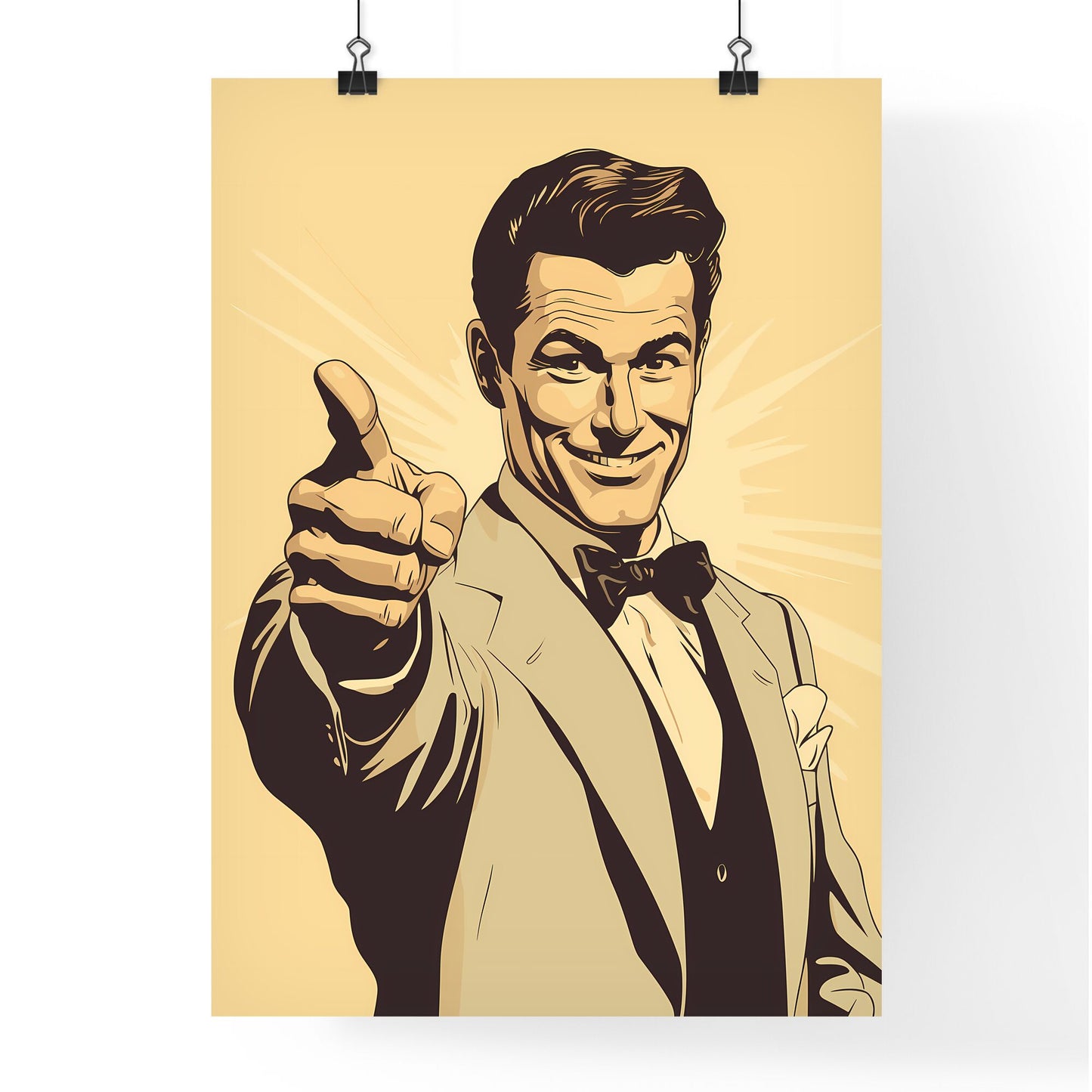 Man In A Suit Pointing His Finger Art Print Default Title