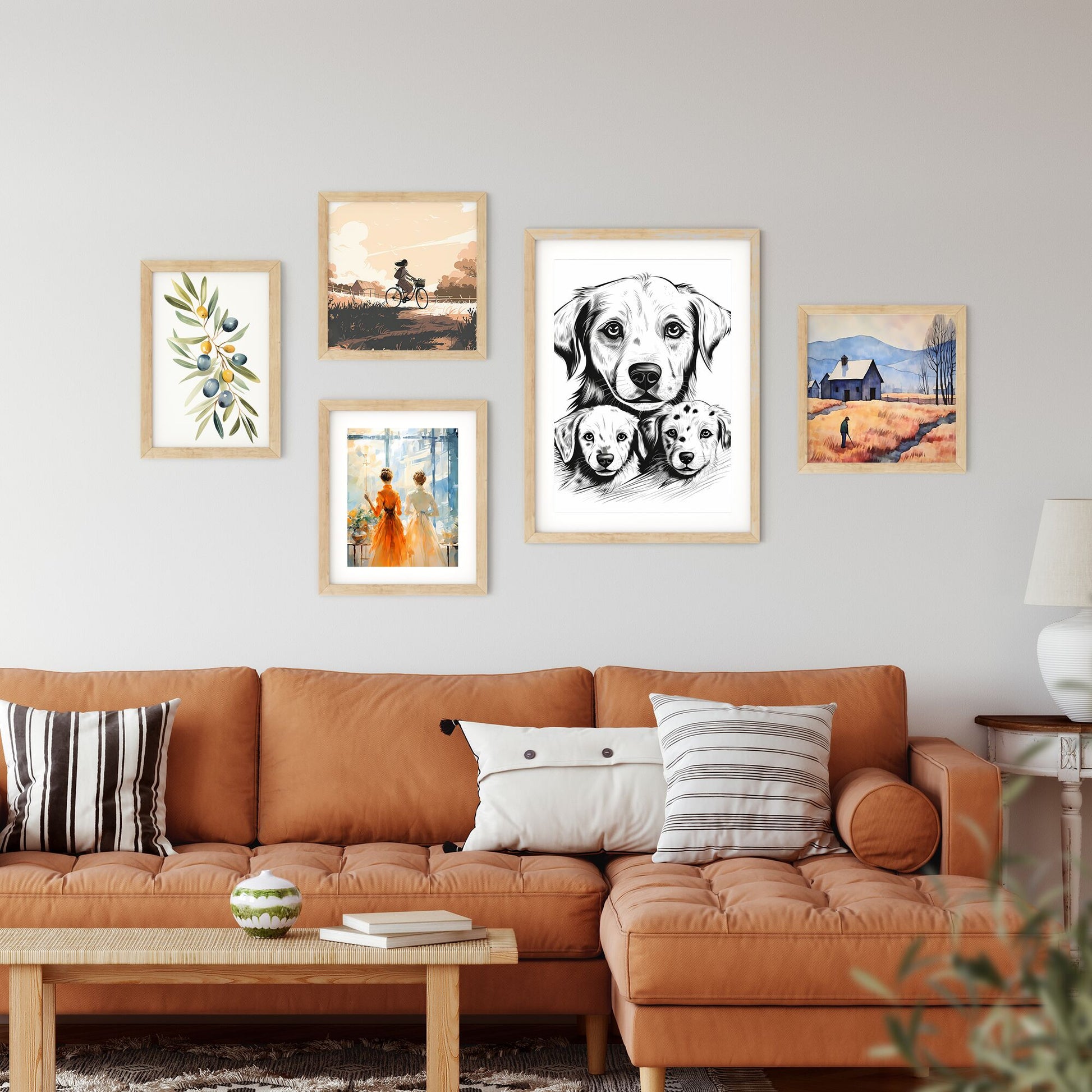 Dog And Puppies Drawing Art Print Default Title