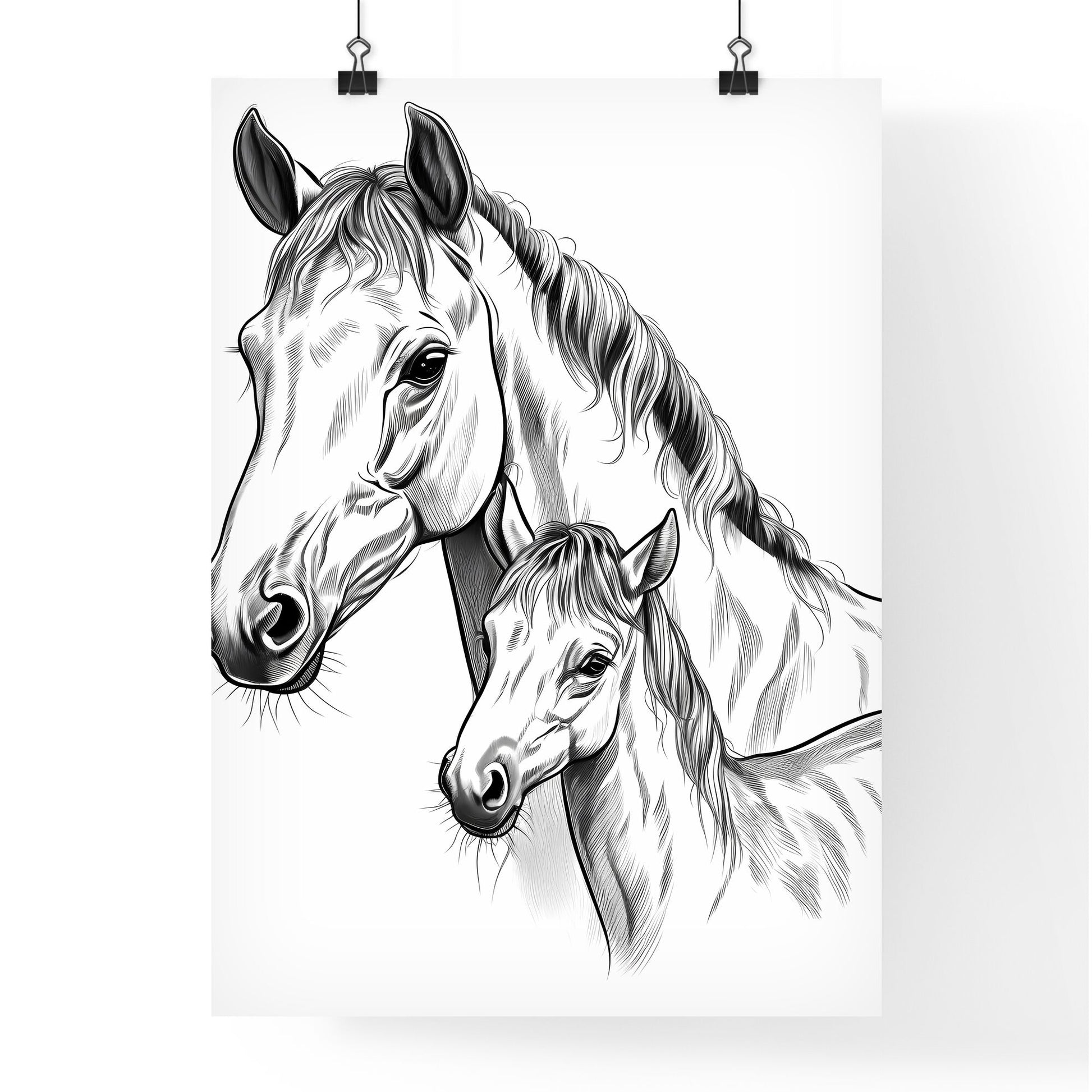 Horse And Foal Sketch Art Print Default Title