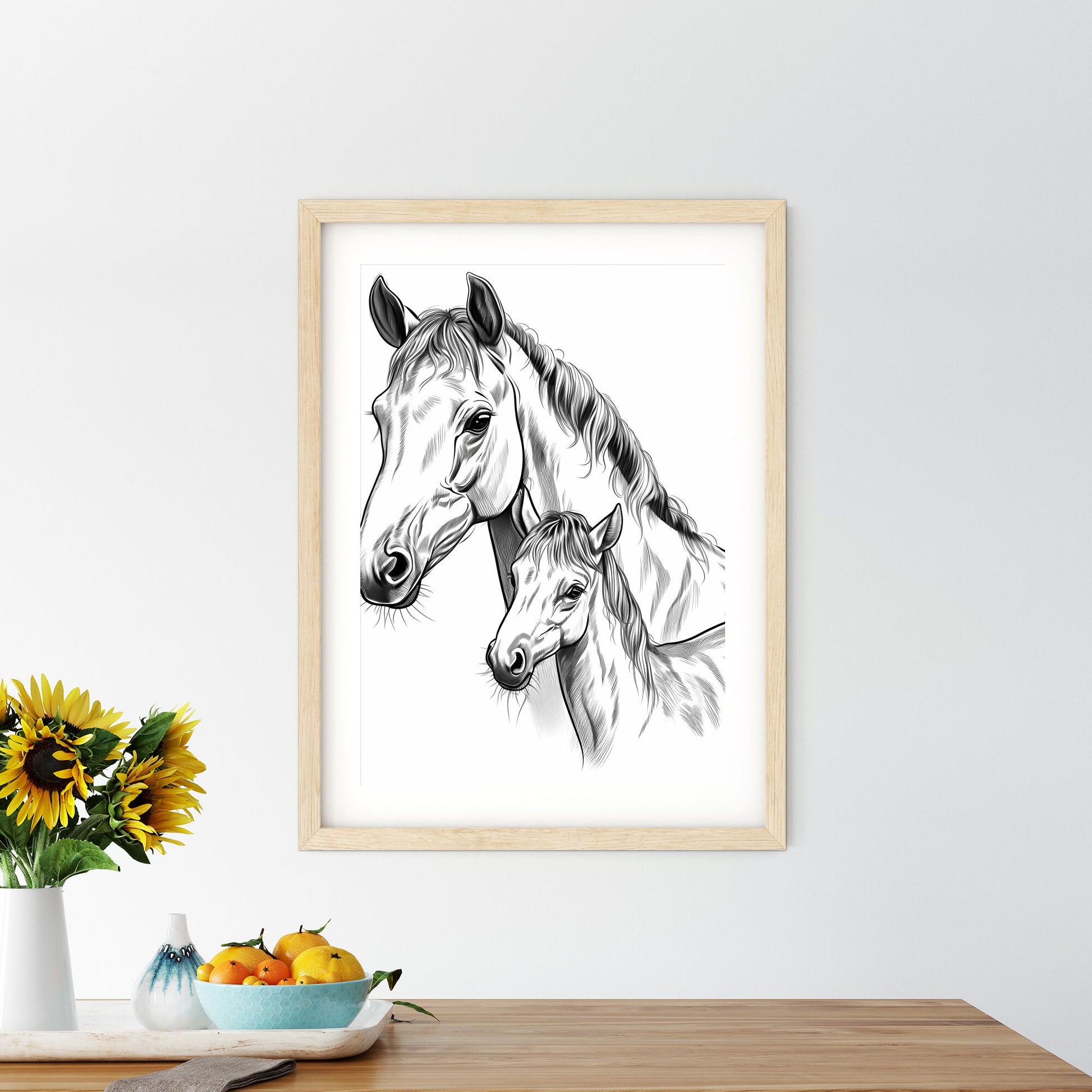 Horse And Foal Sketch Art Print Default Title