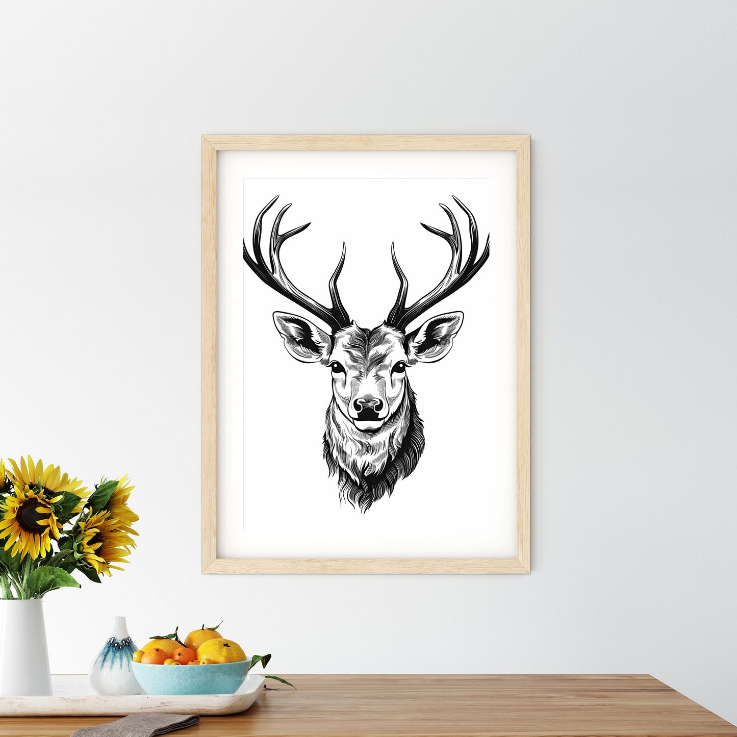 Drawing Of A Deer Head Art Print Default Title