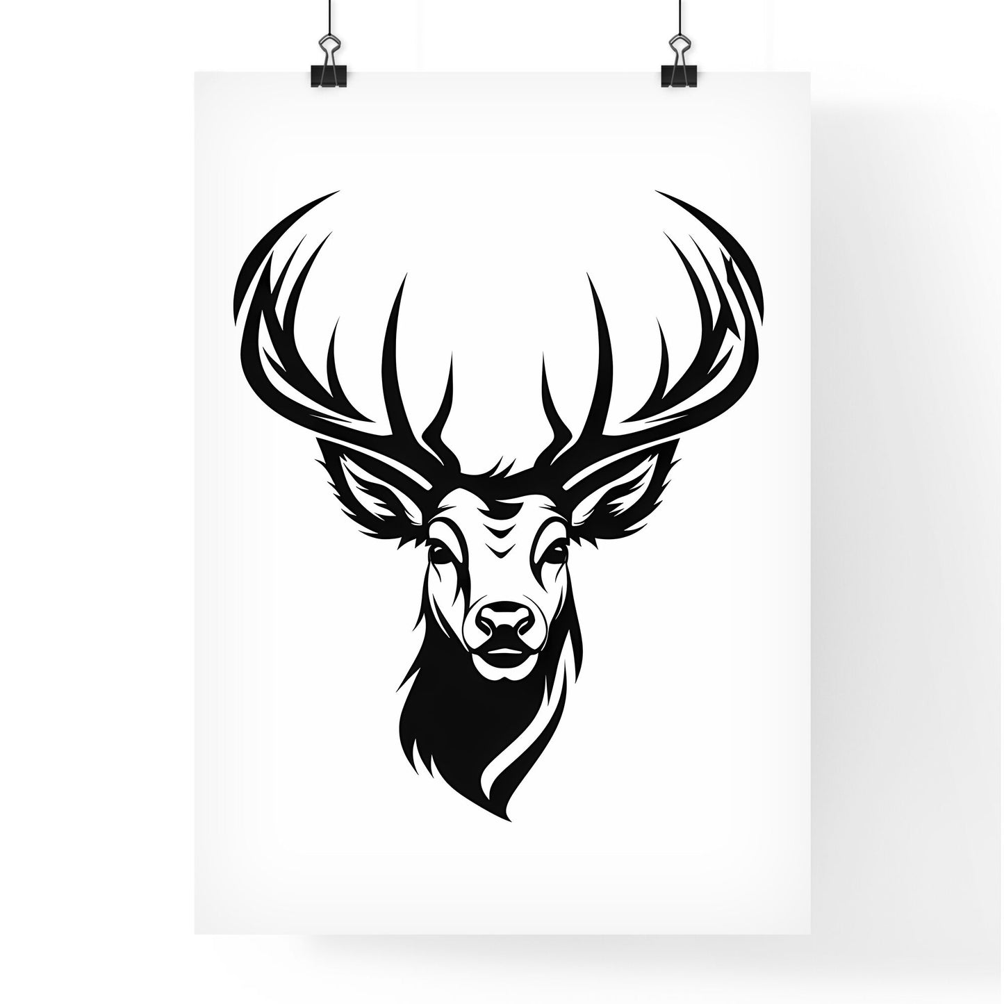 Black And White Image Of A Deer Head Art Print Default Title