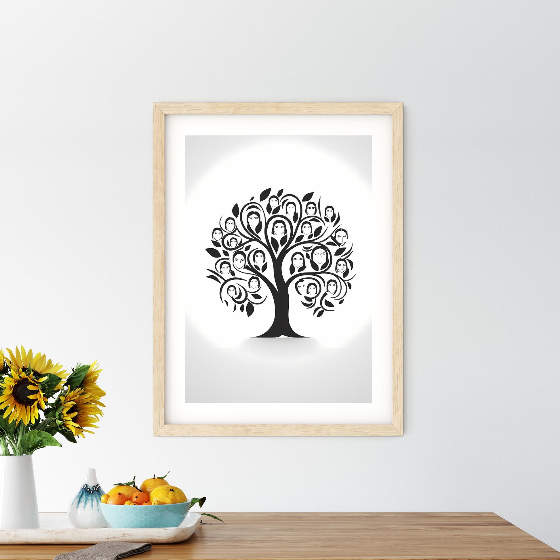 Black Tree With People Faces Art Print Default Title
