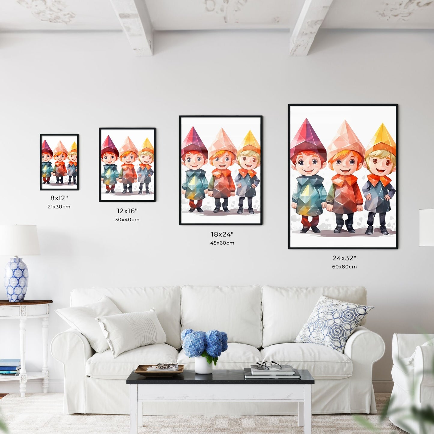 Group Of Cartoon Characters Wearing Colorful Hats Art Print Default Title