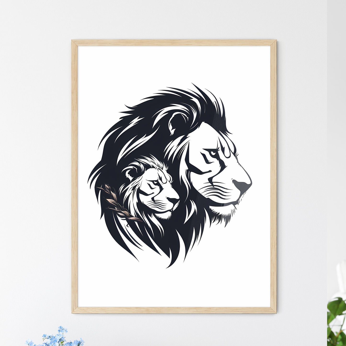 Lion And Lioness Head Art Print Default Title