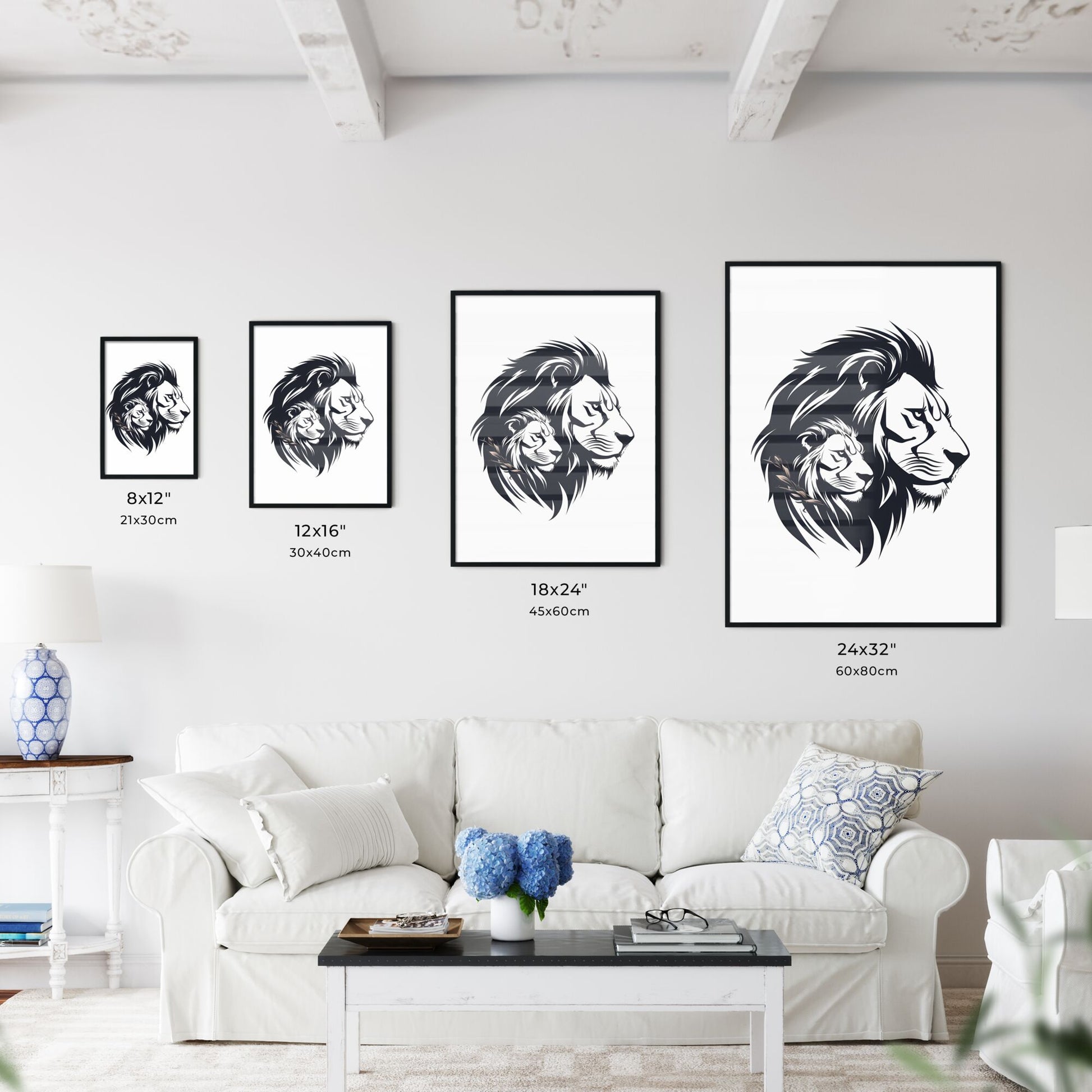 Lion And Lioness Head Art Print Default Title
