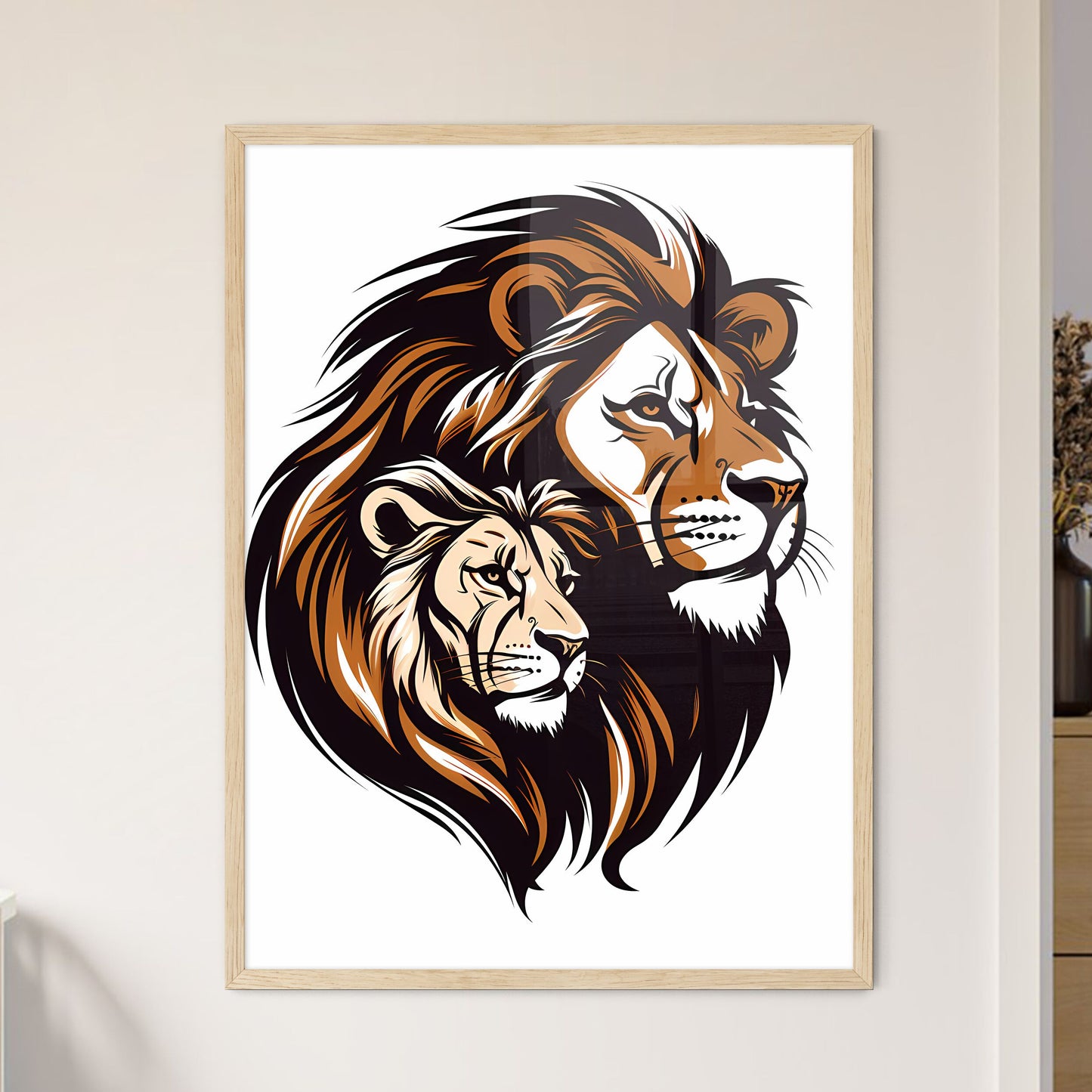 Lion And Lioness With Manes Art Print Default Title