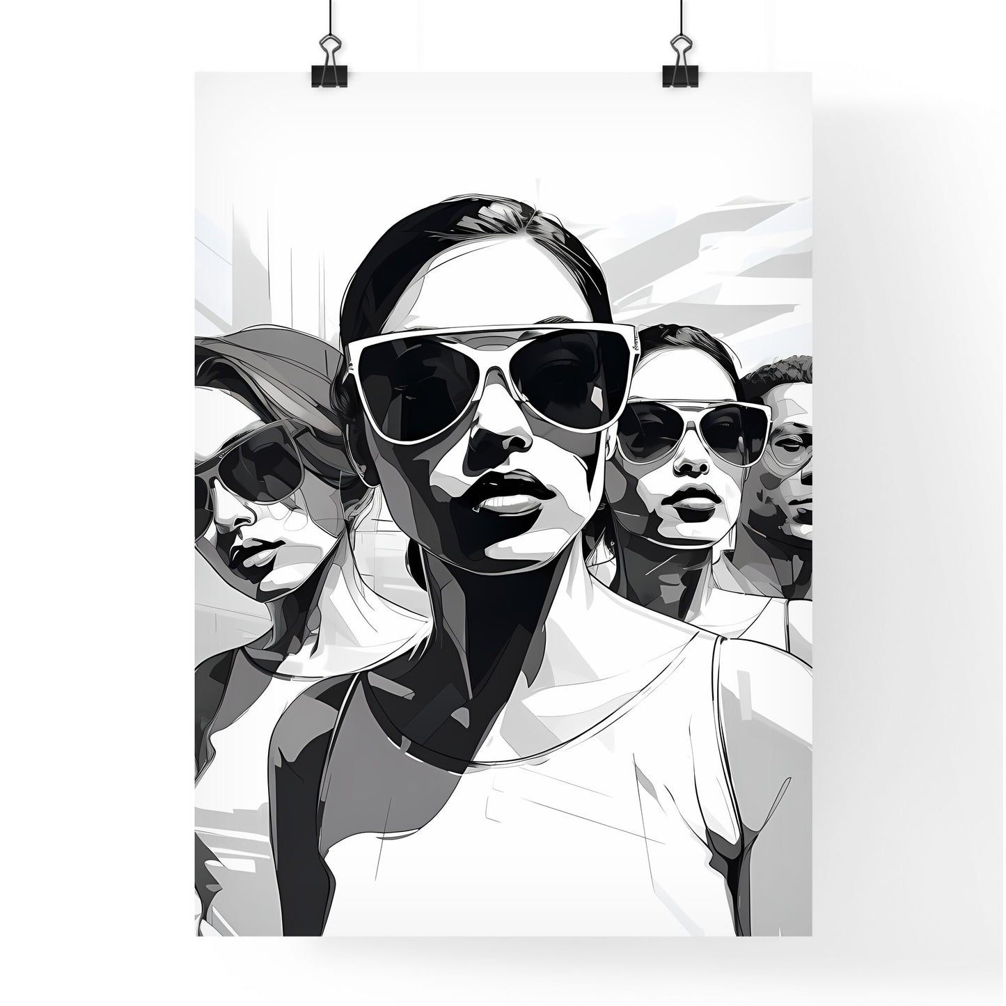 Group Of People Wearing Sunglasses Art Print Default Title