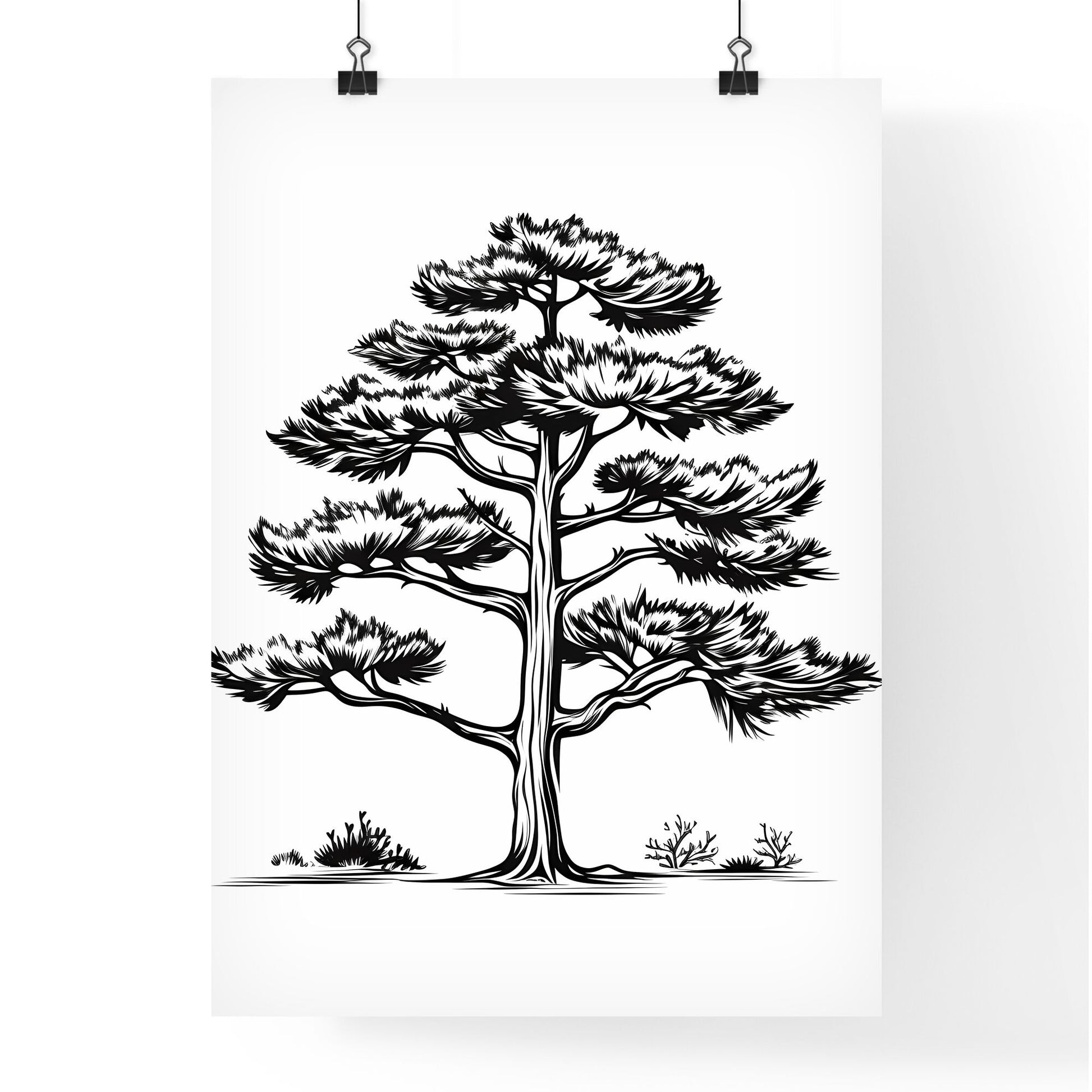 Black And White Drawing Of A Tree Art Print Default Title
