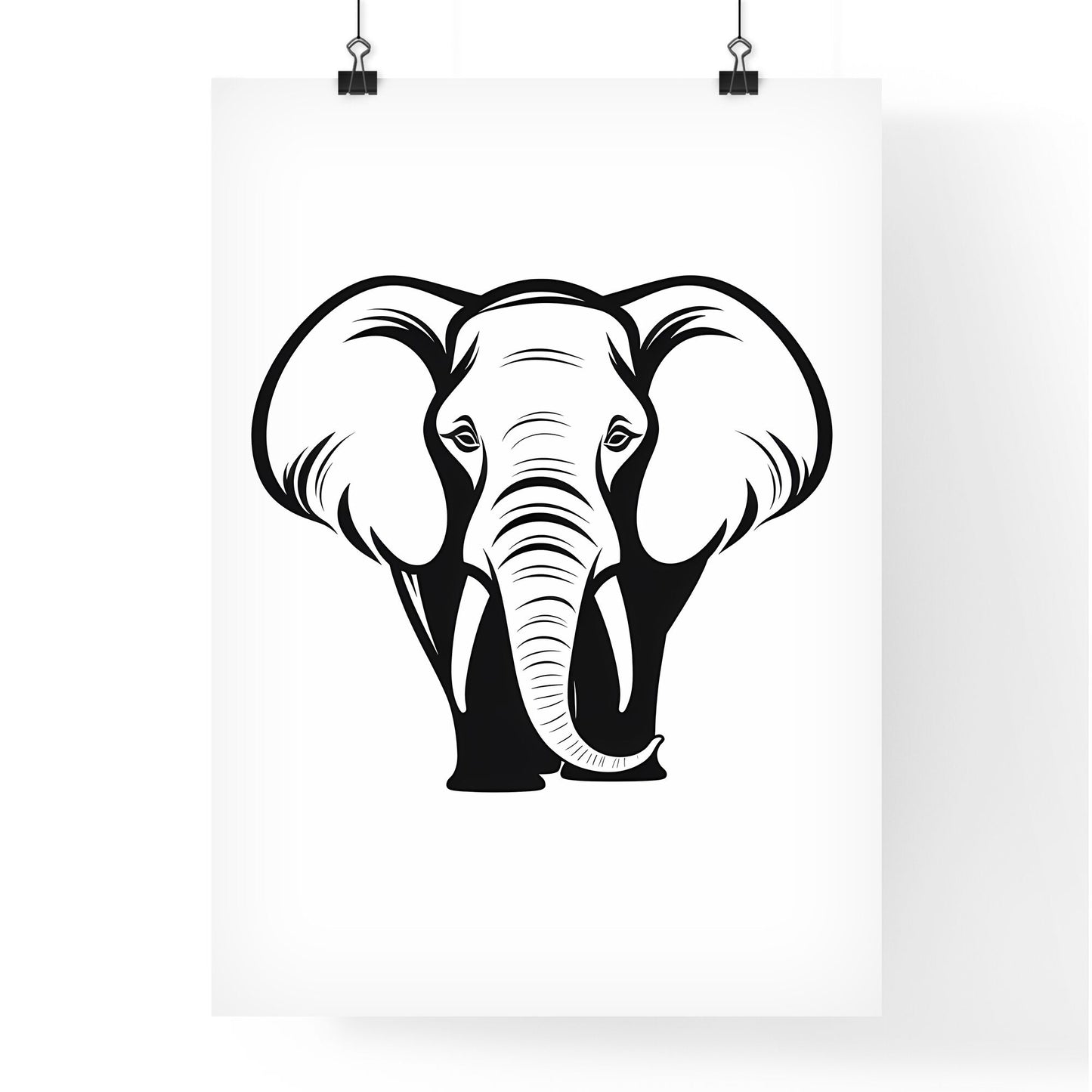 Black And White Image Of An Elephant Art Print Default Title