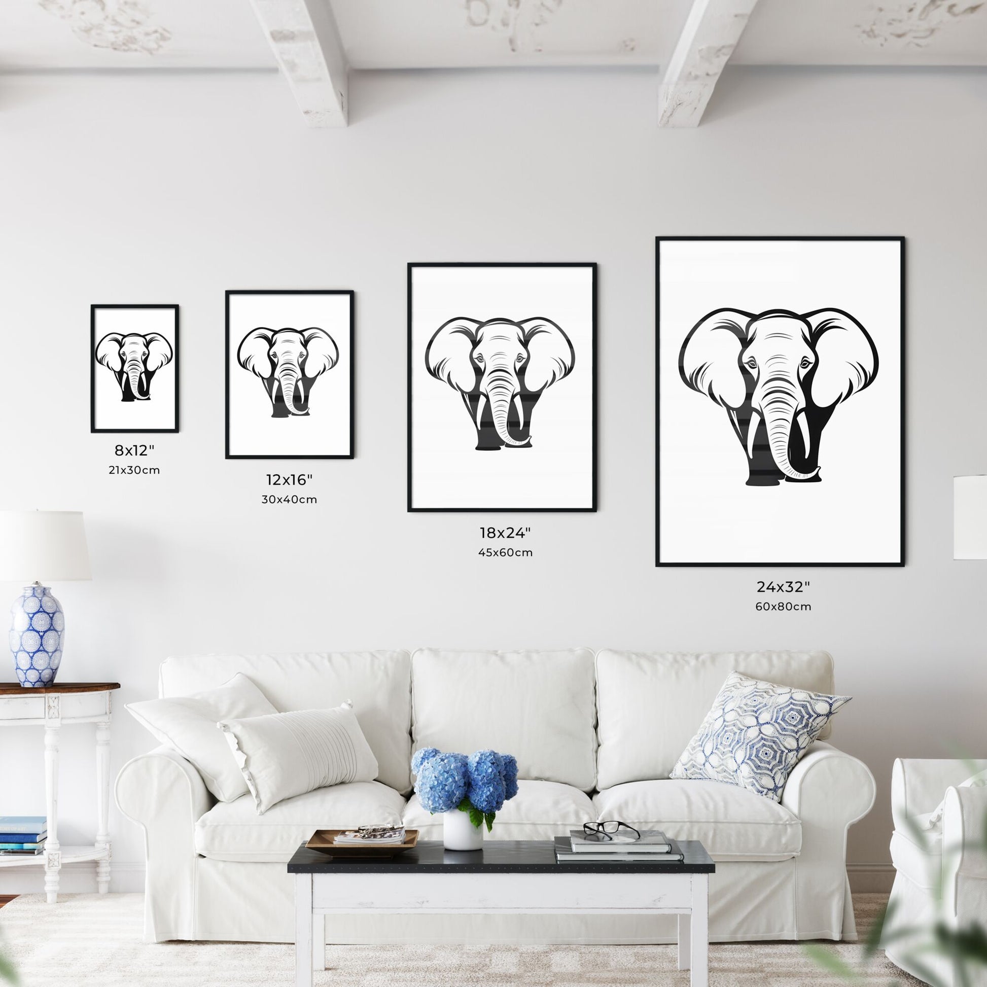 Black And White Image Of An Elephant Art Print Default Title