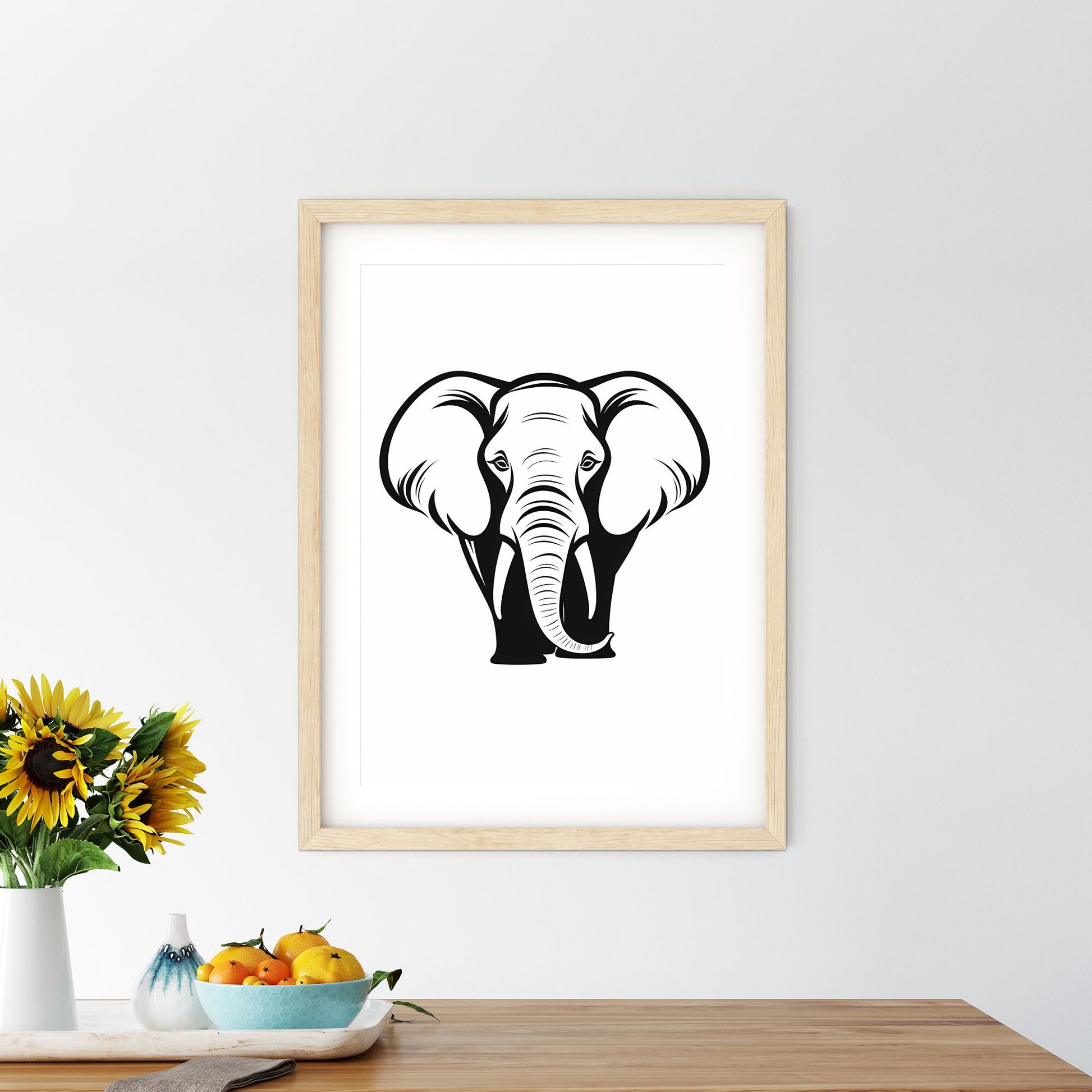 Black And White Image Of An Elephant Art Print Default Title