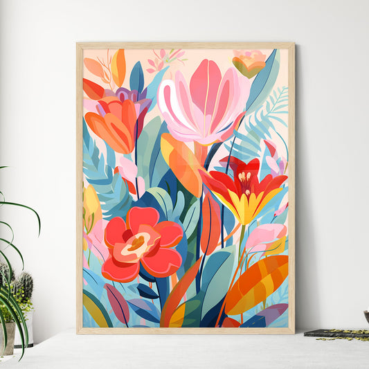Colorful Flowers And Leaves Art Prin - Framed Art Print