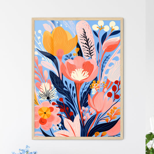 Colorful Flowers And Leaves Art Prin - Framed Art Print